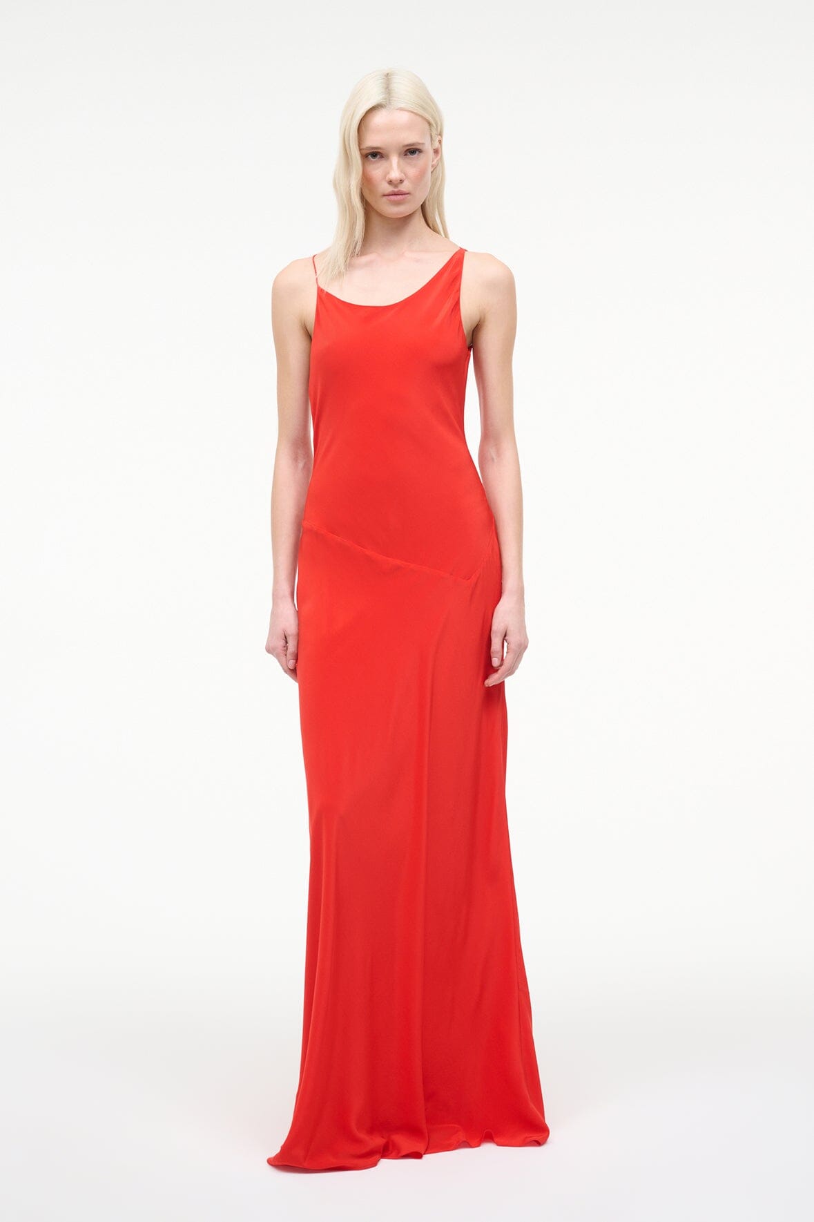 strapless open back dress STAUD TOLUCA SILK DRESS RED ROSE