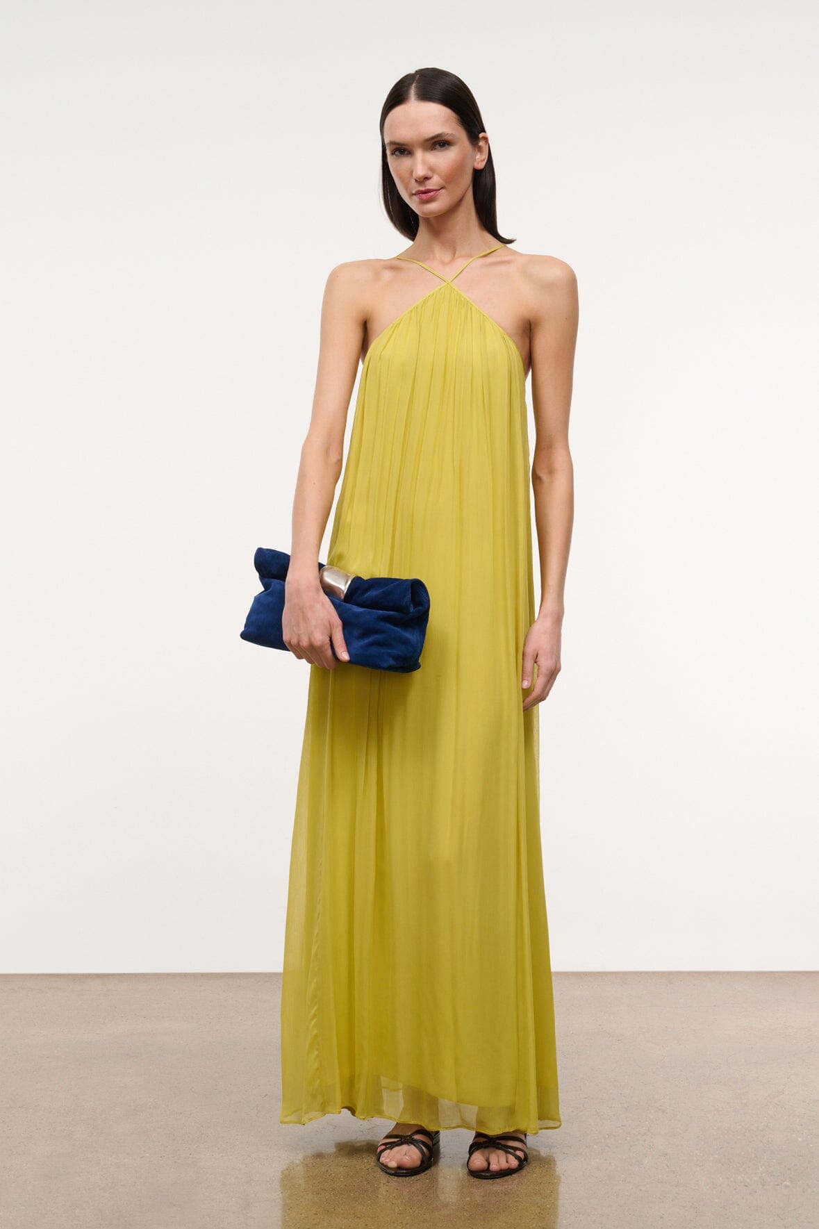 staud yellow maxi dress STAUD, Dasha in Citron, Size Small length ruffled skirt finishes Babyboo Maggie Mini Dress Color:Dark-Olive bfcm_sale