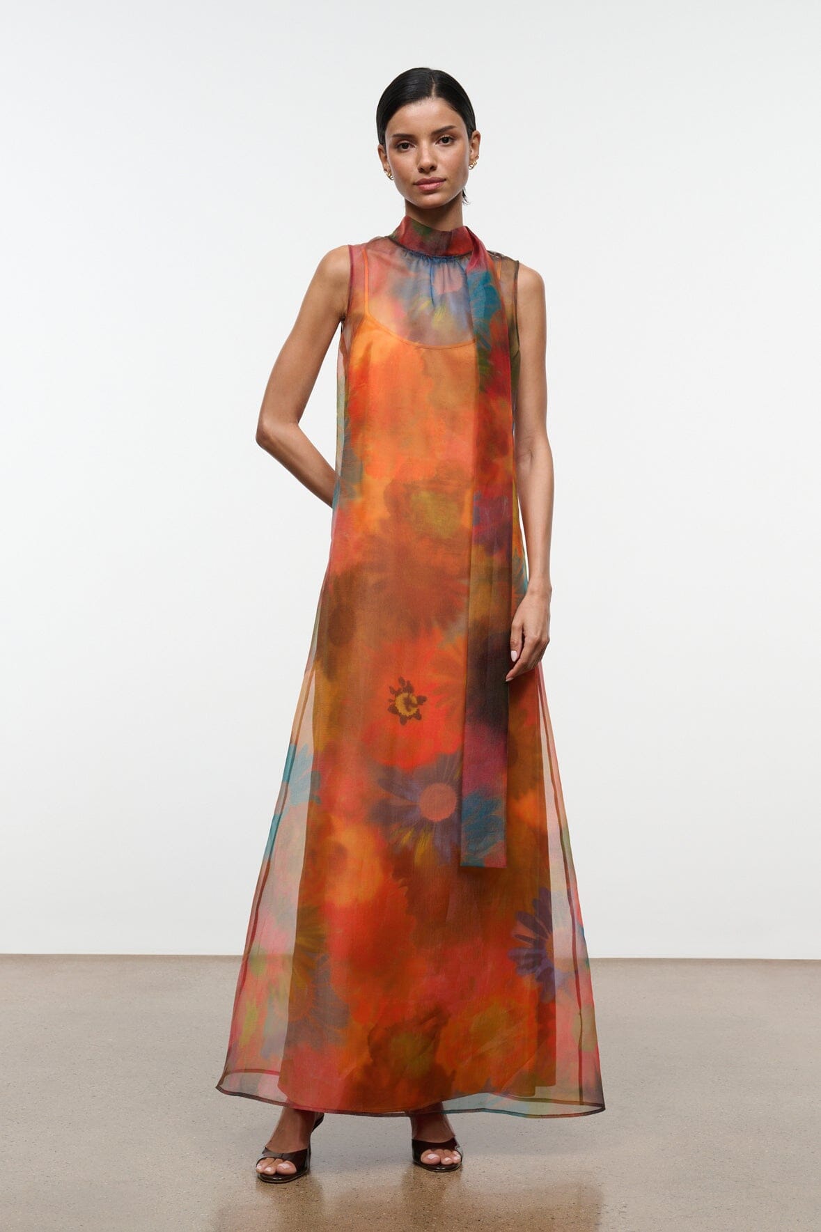 staud orange dress STAUD, Albee in Superbloom, Size XL Pretty Lavish Keisha satin heeled mules Fall 21 Size:AL