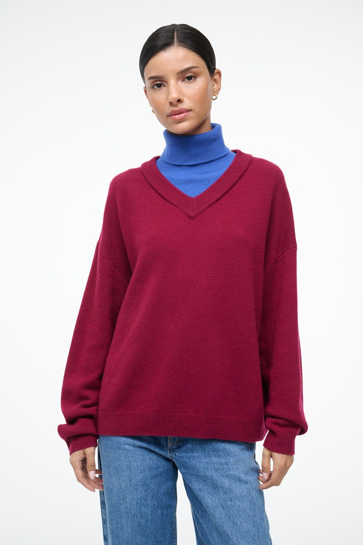 STAUD DORIS CASHMERE SWEATER CRIMSON SAPPHIRE