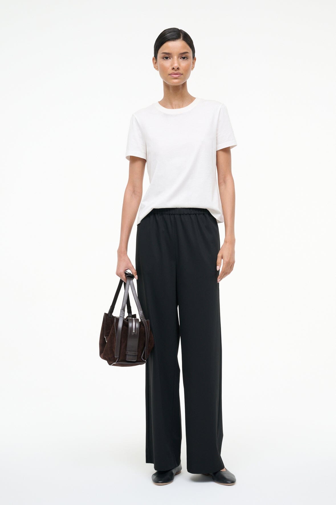 Staud Bonfire Pant in Dark Oak Micro Stripe main image 1