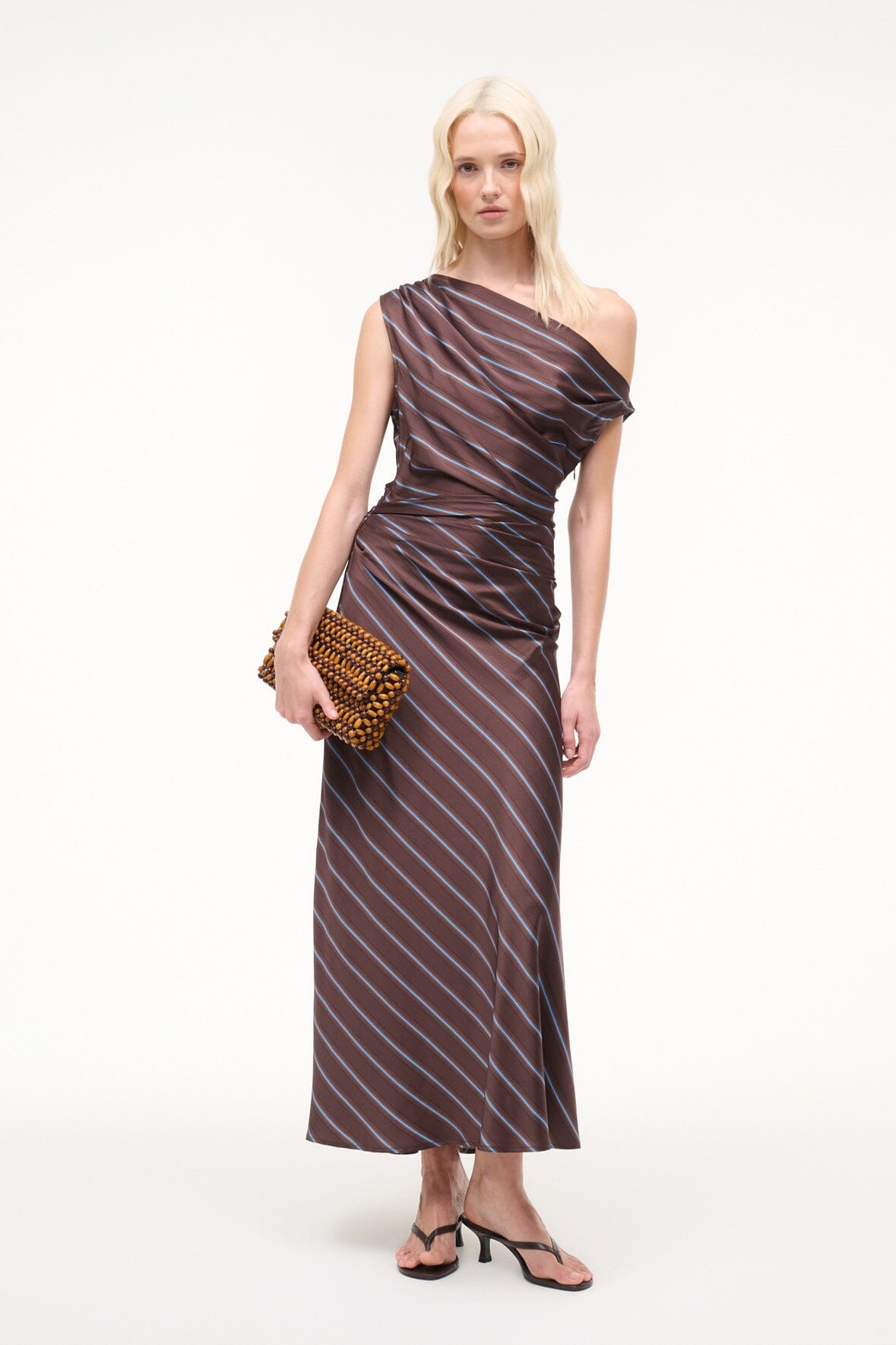 STAUD, Phare Silk Dress in Redondo Stripe, Size 6