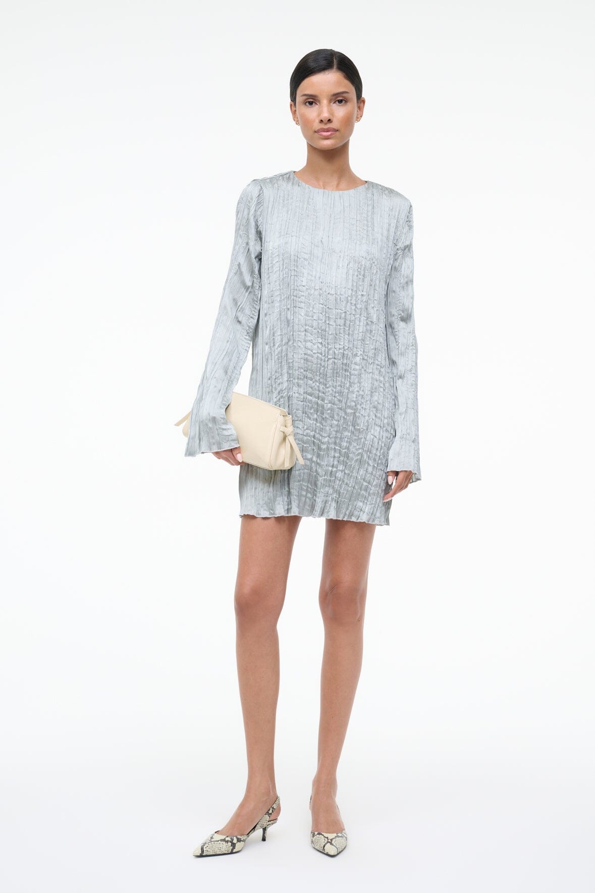 silver sage dress Azazie Cheryl