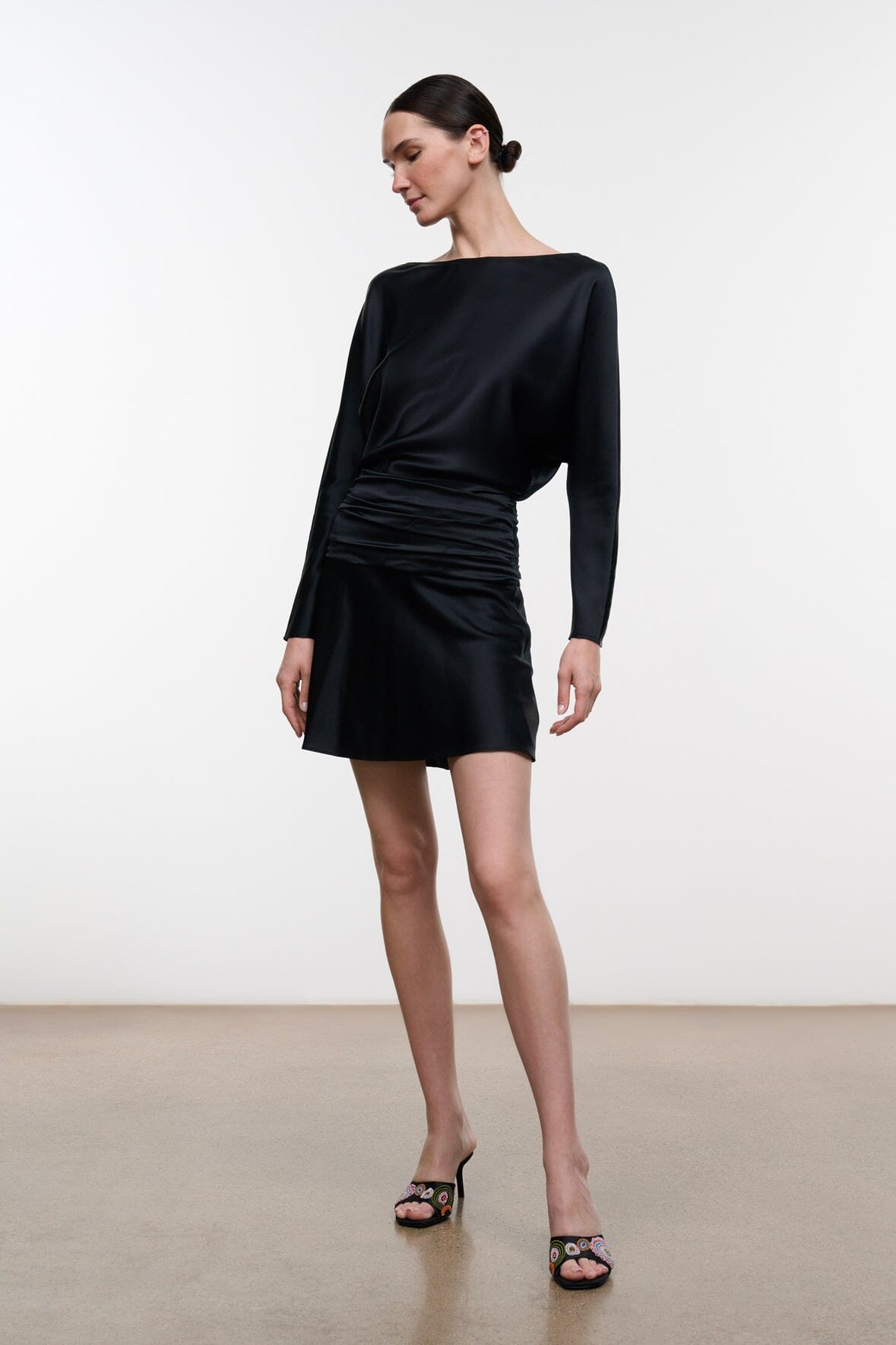 STAUD, Freda Silk Mini Dress in Black, Size 00