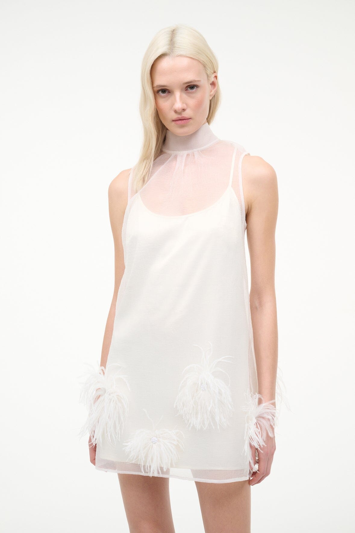 silky slip dress STAUD ALBEE MINI DRESS WHITE