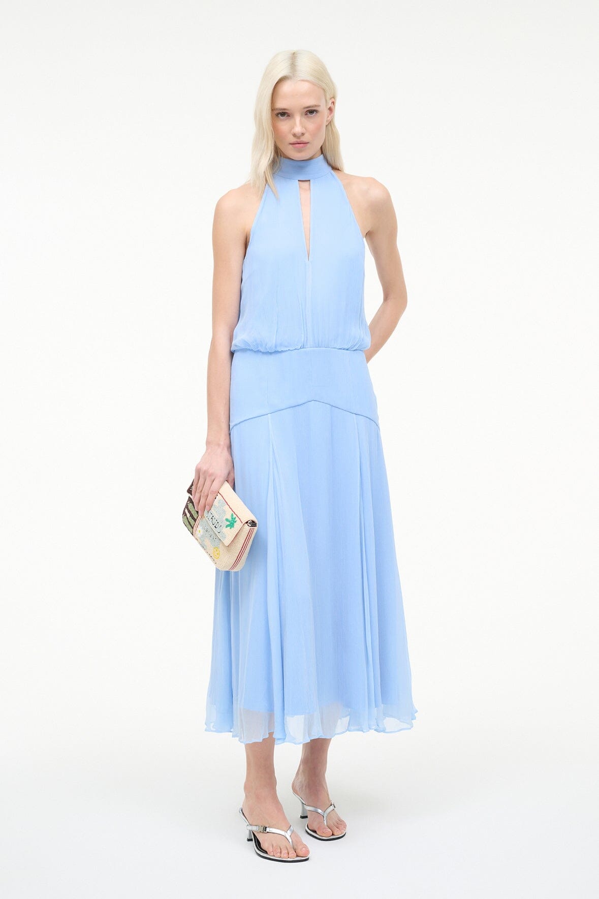 STAUD CAMRYN DRESS CLEAR BLUE