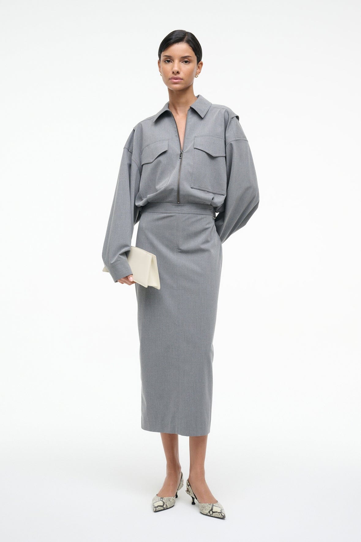 staud grey dress STAUD, Scout Dress in Static, Size 16
