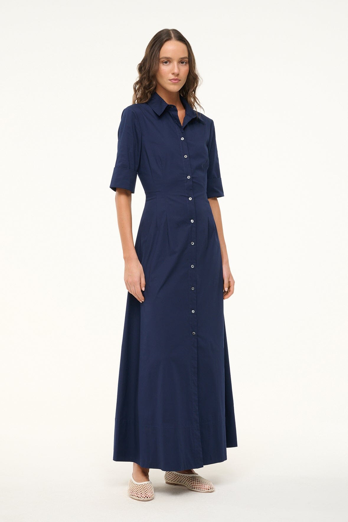 STAUD, Joan Maxi Dress in Navy, Size 00
