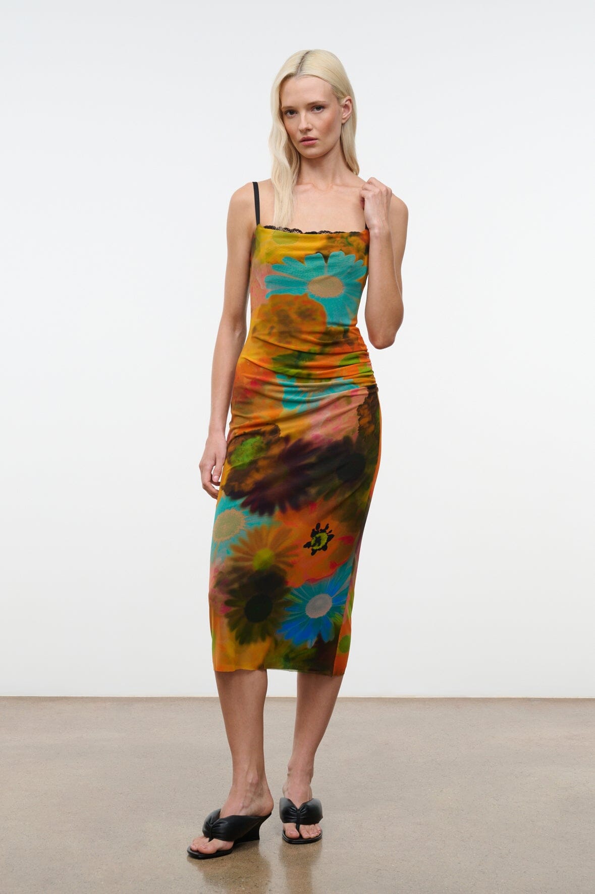 evangeline midi dress STAUD, Evangeline Dress in Superbloom, Size Medium