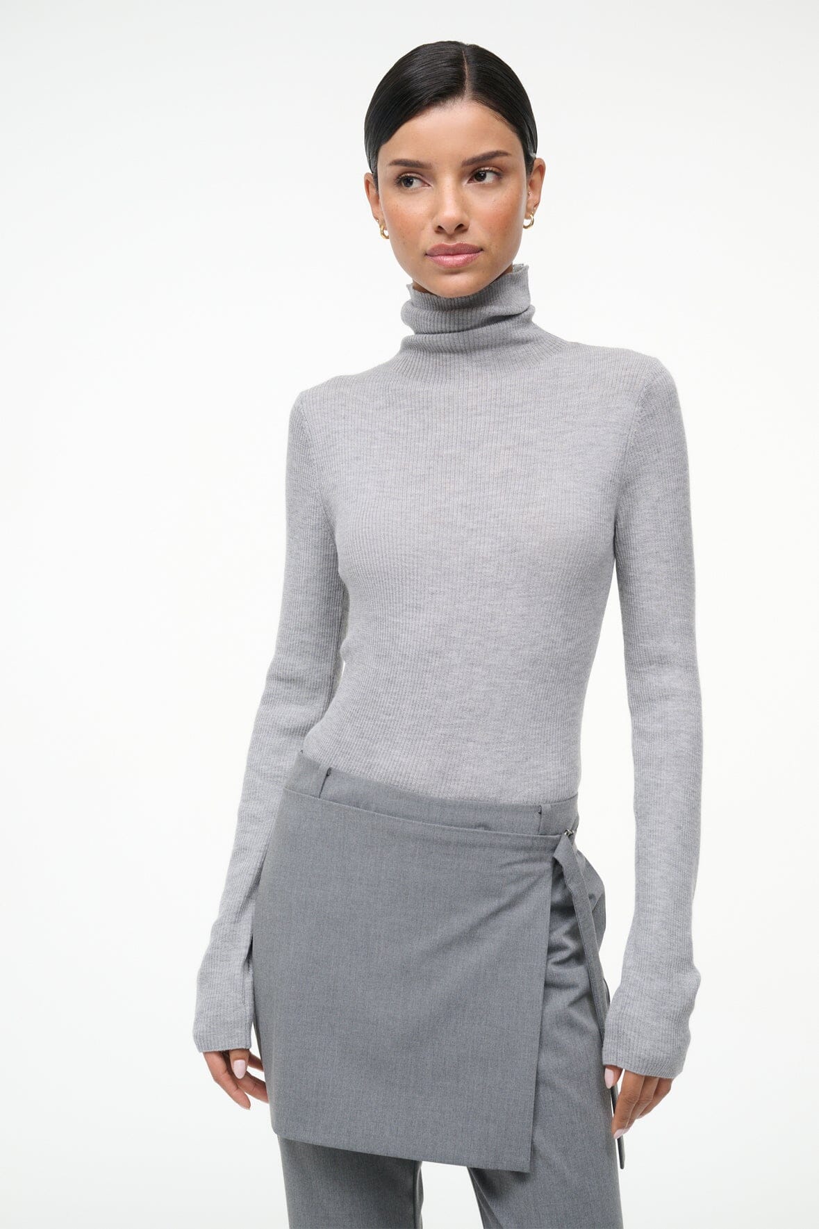 STAUD TONI SUPERFINECASHMERE SWEATER ASH GREY