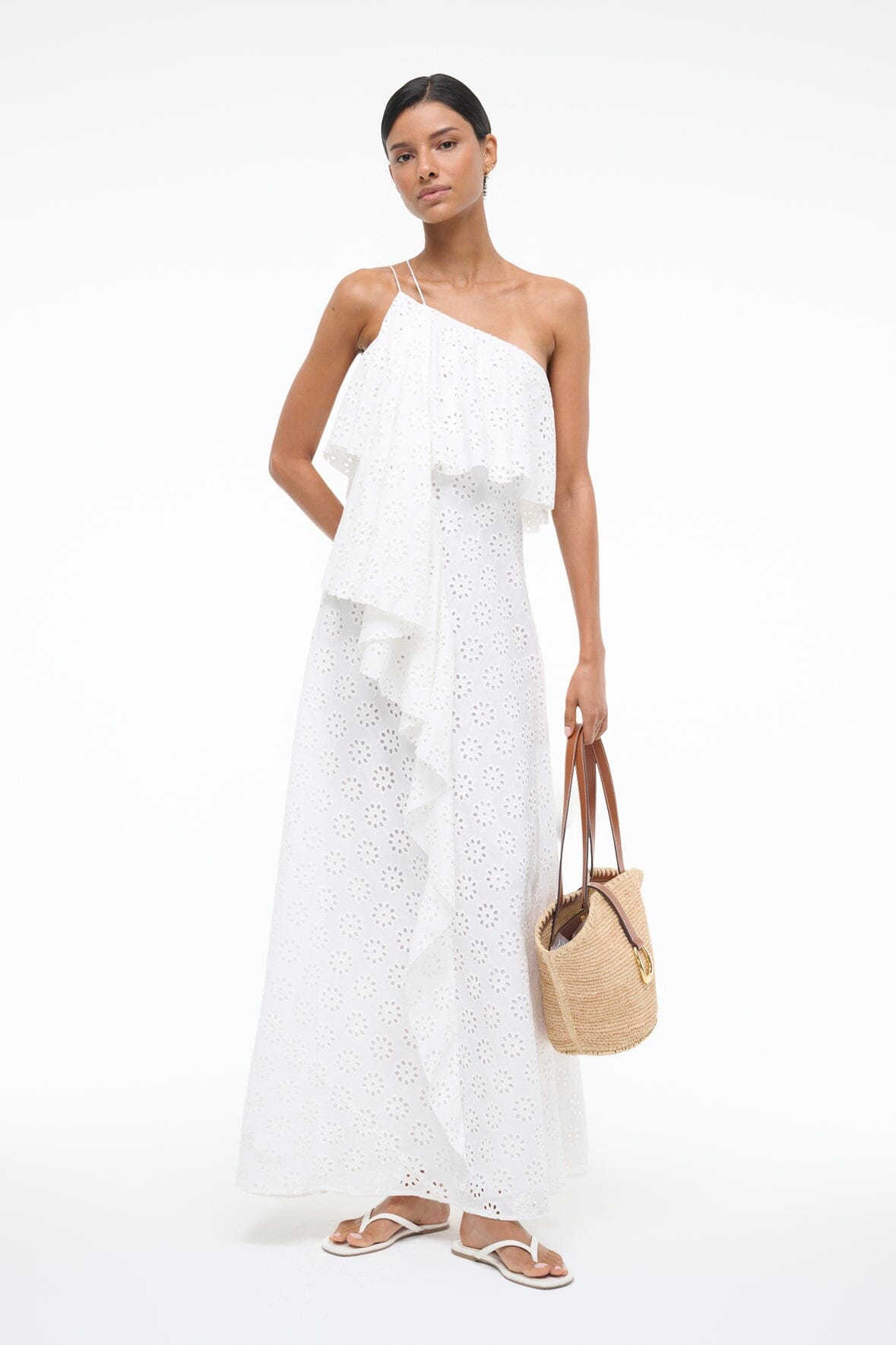 staud long white dress STAUD, Albee Dress in White, Size XL