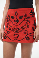 CREST SUEDE SKIRT | CAYENNE BEADED