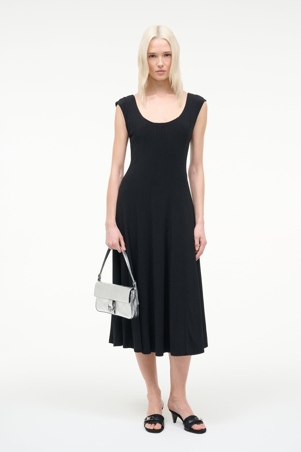 STAUD CHARLOTTE JERSEY DRESS BLACK