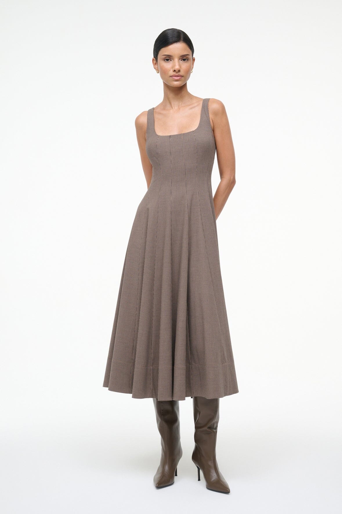 staud brown dress Joy cotton-blend faille maxi - Designed in an ankle Staud Women's Vivianna Dress -