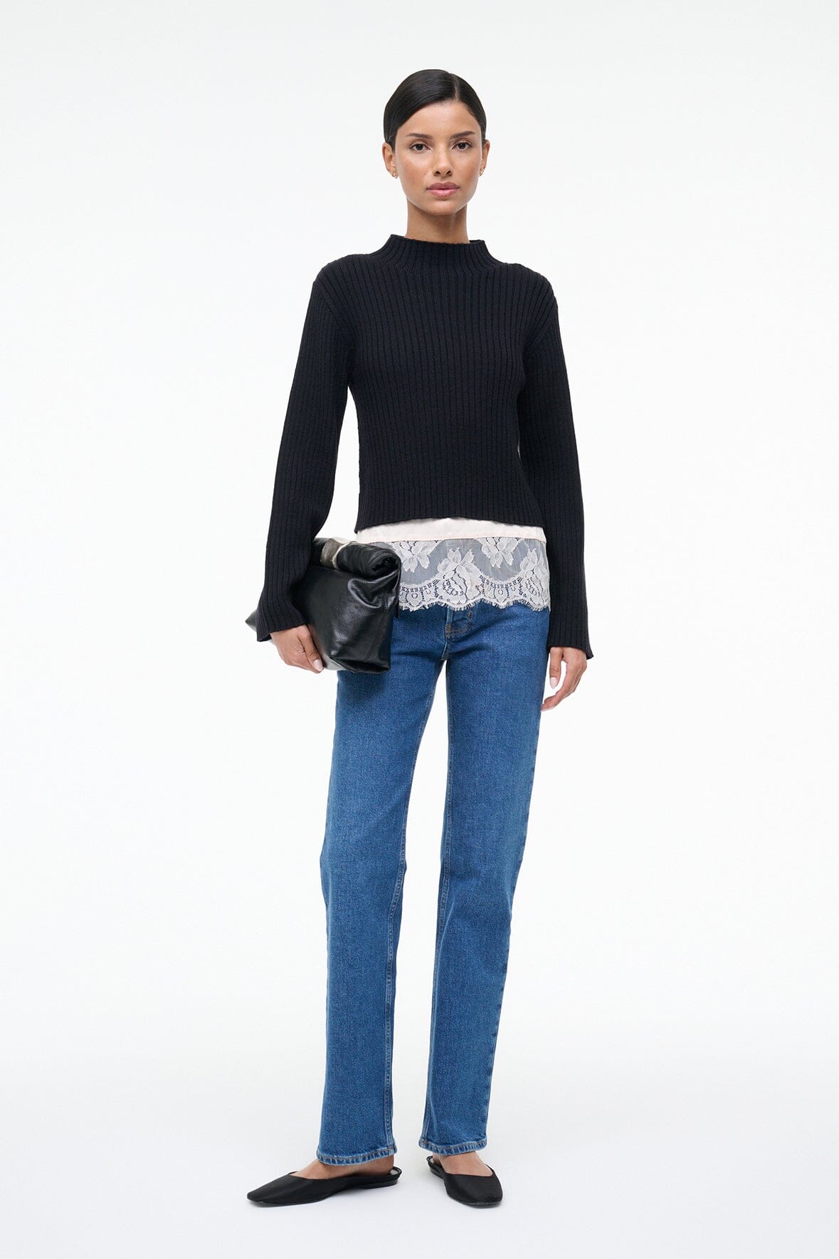 STAUD WILLOW SWEATER BLACK