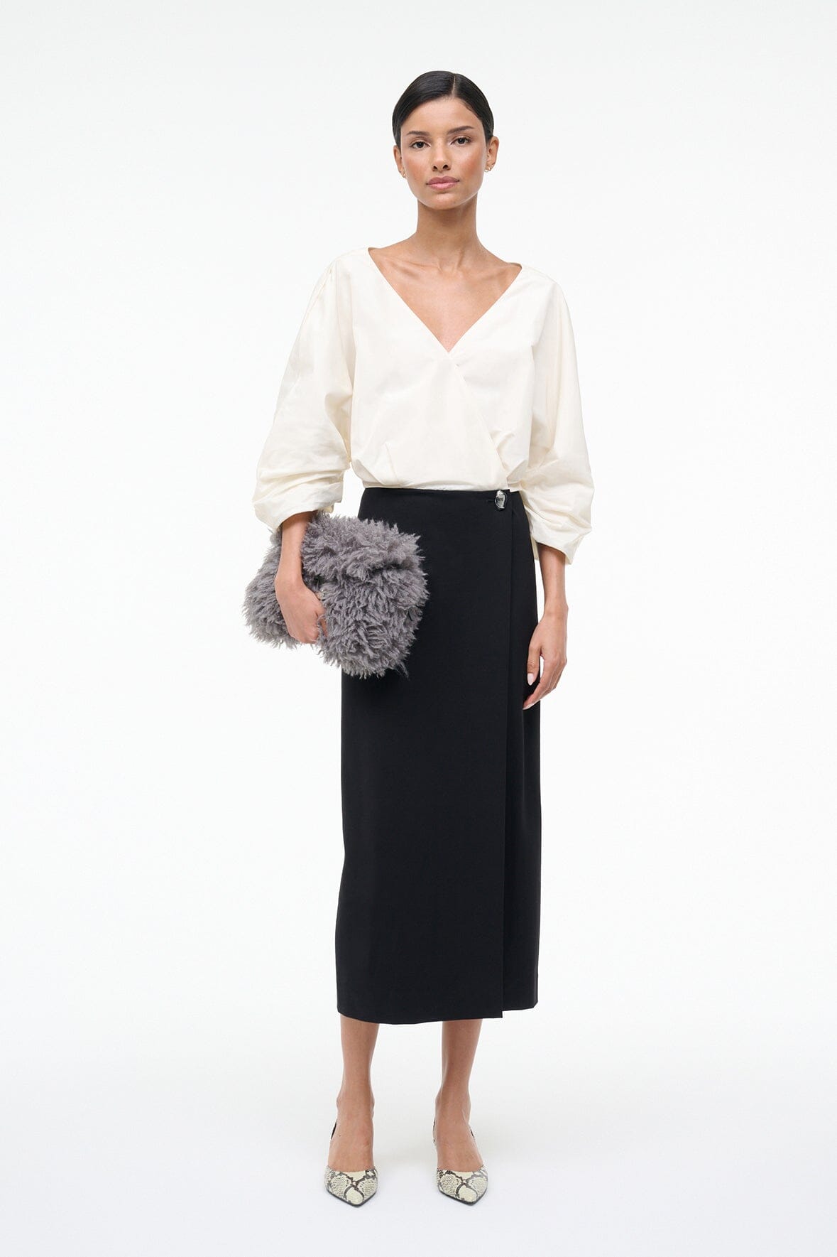 STAUD, Orion Dress in Ivory Black, Size 0