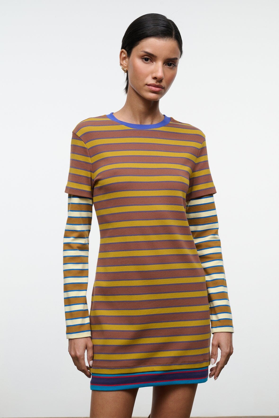 STAUD, Dillon Dress in Cigar Sonoma Stripe, Size XS