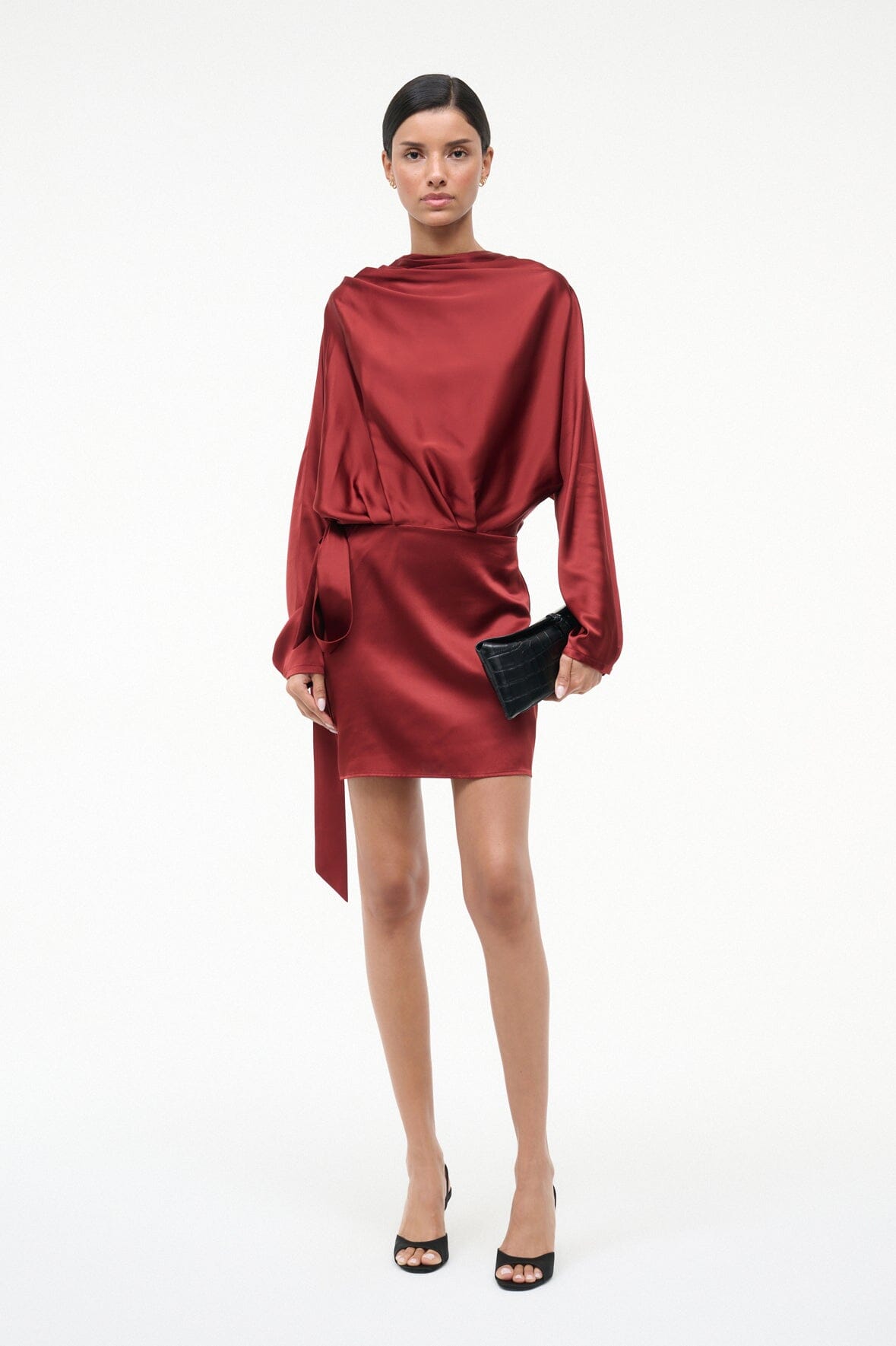 STAUD, Phoebe Silk Mini Dress in Sangria, Size 4 STAUD, Phoebe Silk Mini Dress in Sangria, Size 4