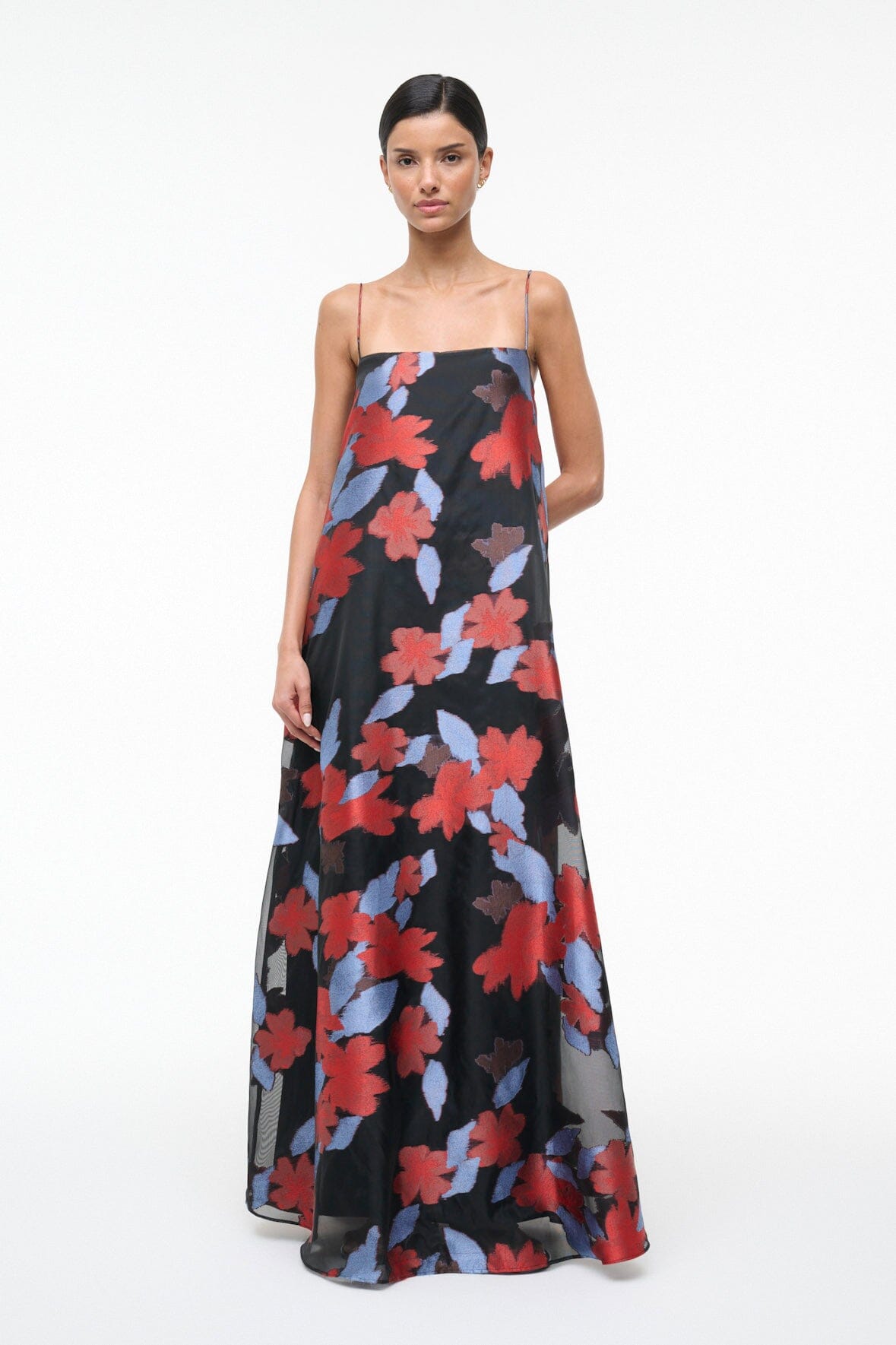 STAUD DELFINA DRESS NIGHT GARDEN