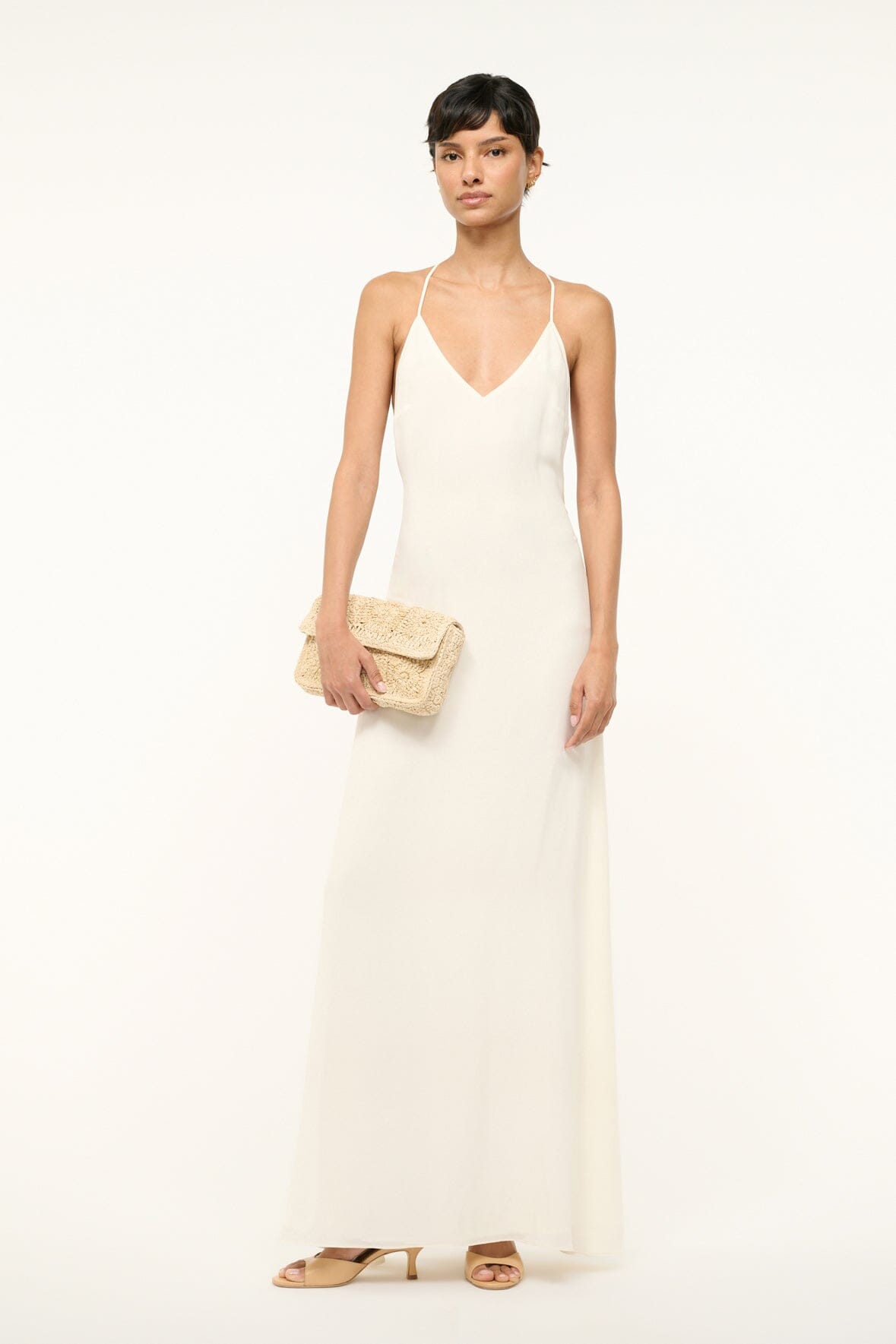 STAUD, Machu Silk Dress in Ivory, Size XS STAUD, Machu Silk Dress in Ivory, Size XS