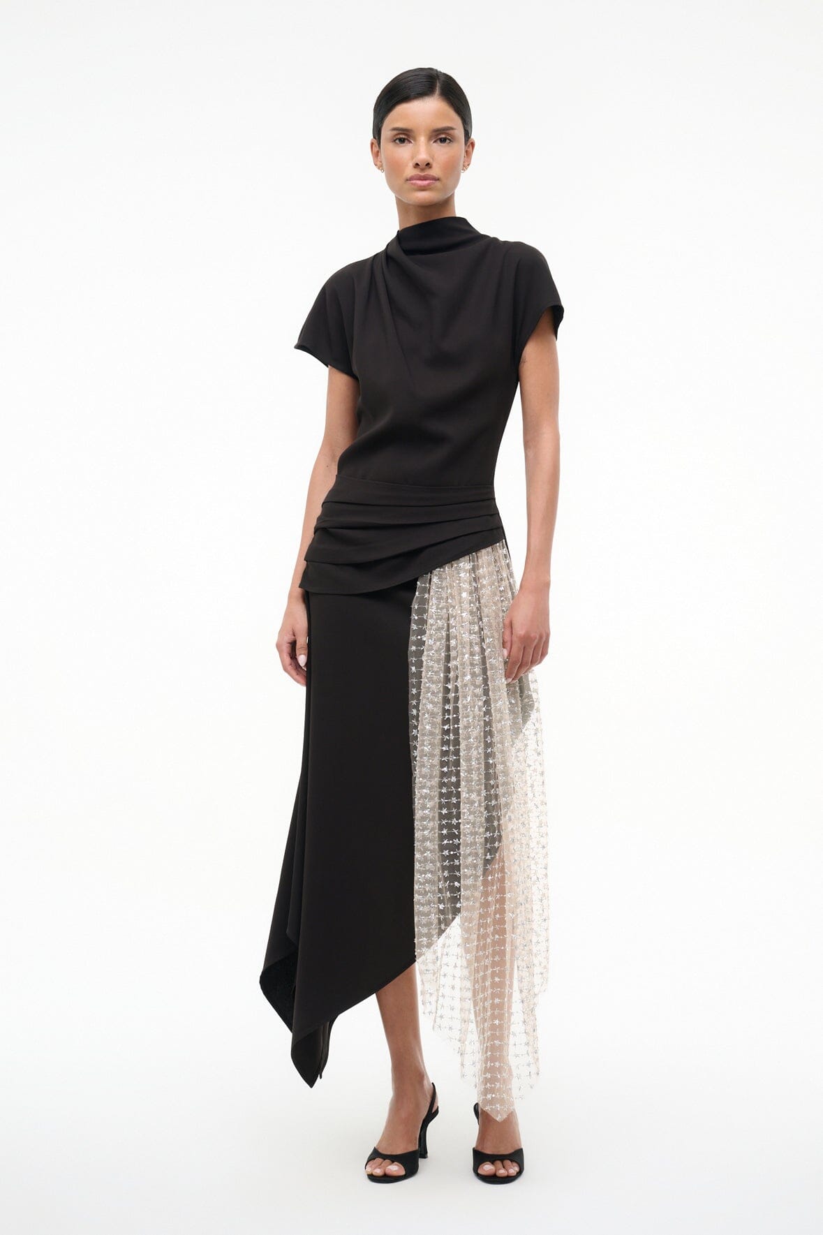 STAUD EFFIE DRESS BLACK STARDUST