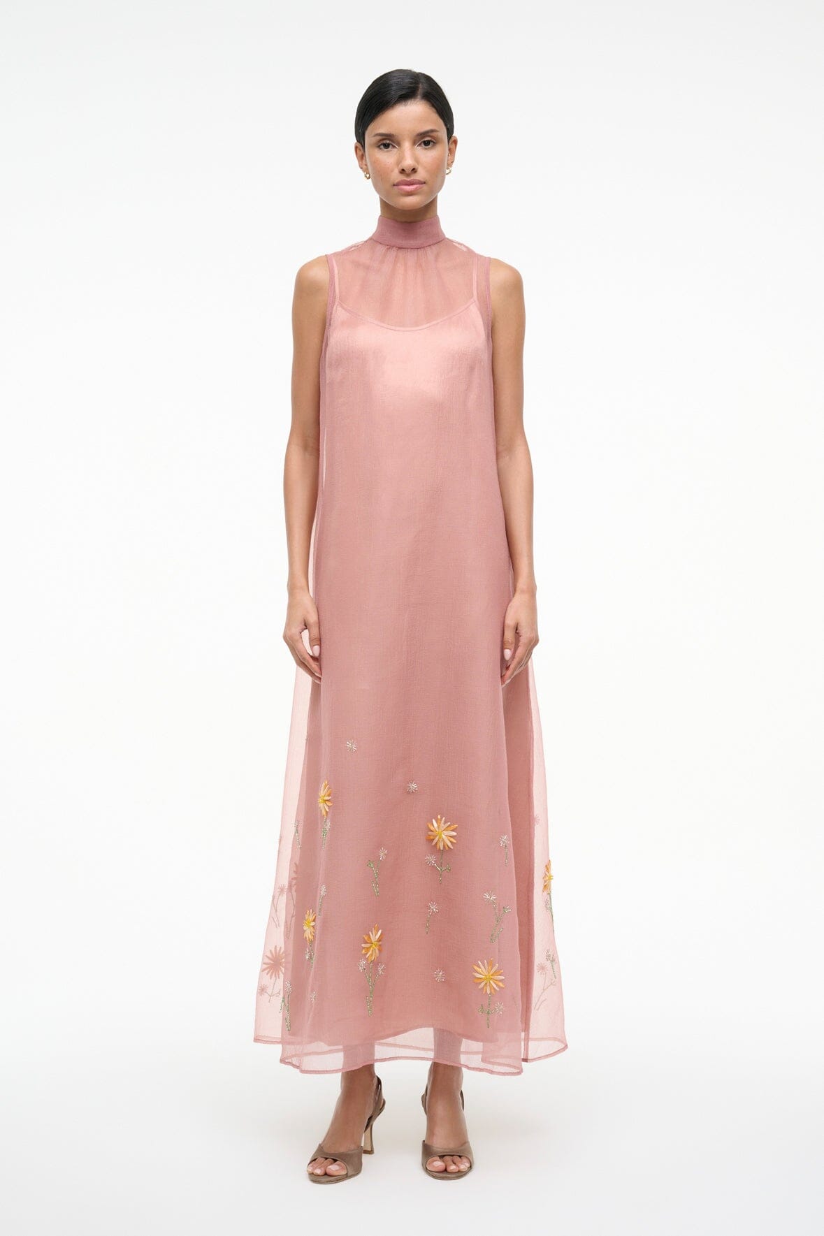 staud pink floral dress STAUD STAUD CALLUNA DRESS MAGENTA PAINTED FLORAL - 314-7607S-MPF
