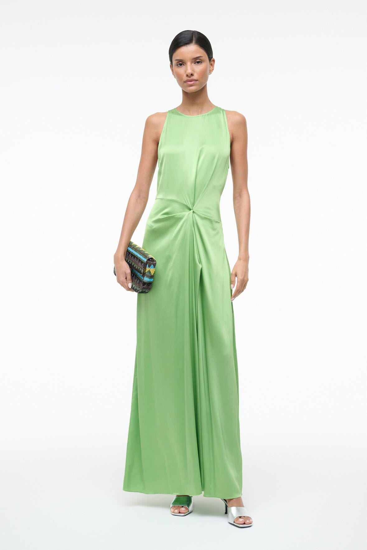 STAUD, Jaelyn Silk Dress in Sprout, Size 14