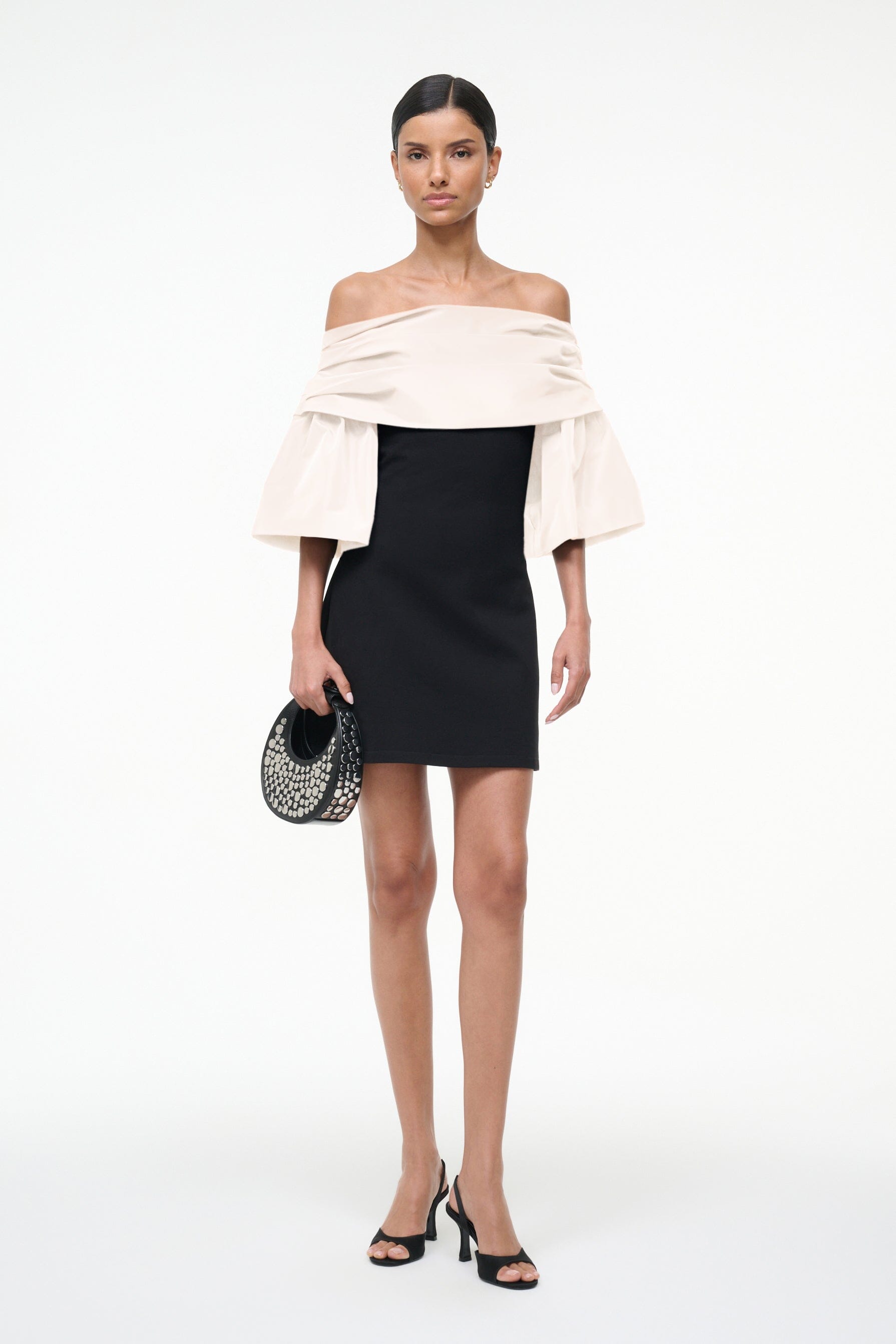 STAUD HARPER DRESS BLACK IVORY