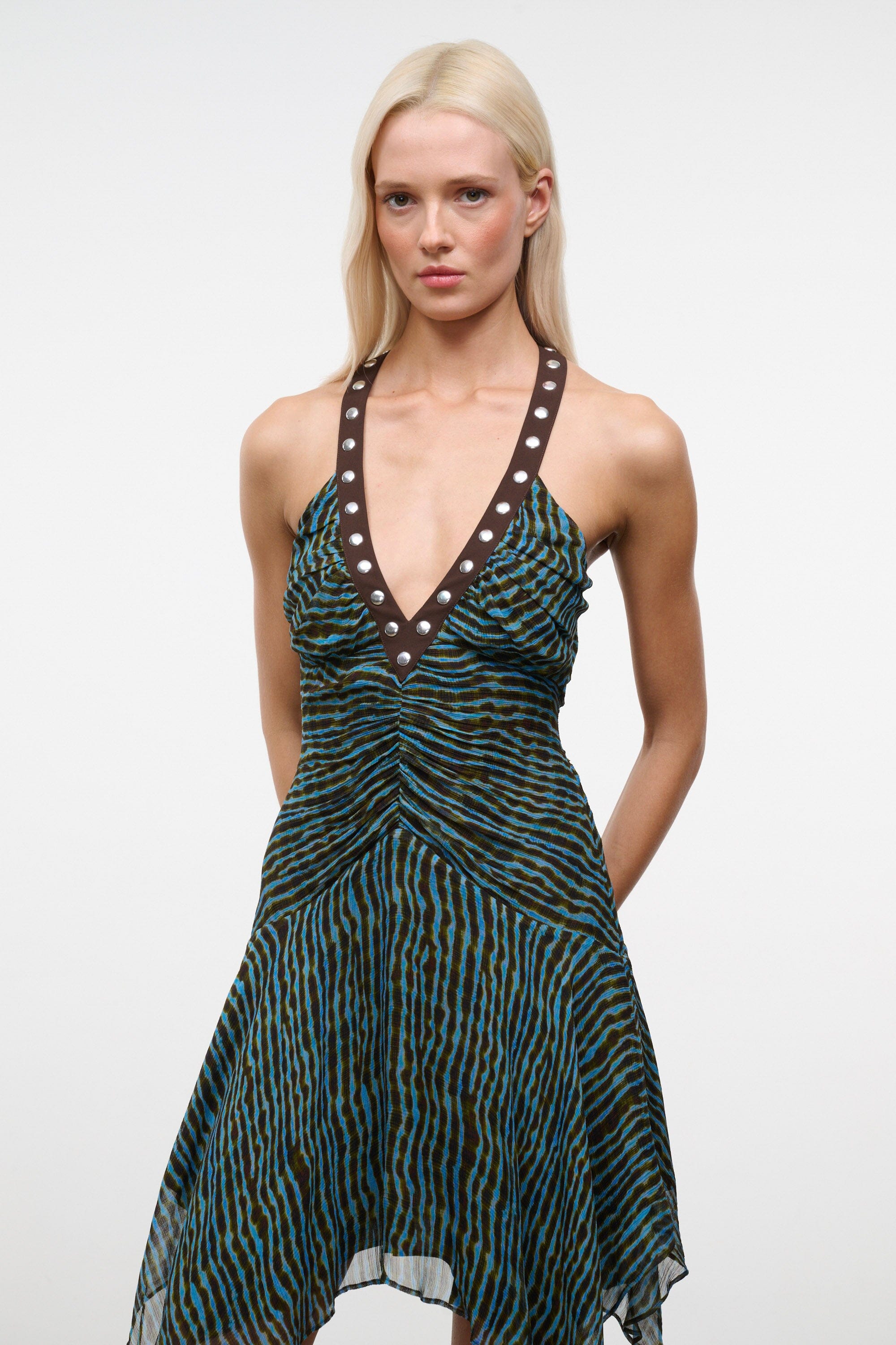 staud halter dress STAUD, Olympia in Tidal Shell, Size 14 Zapaka Women Spaghetti Straps Material:Mesh / Net dress-size:S over print that brings