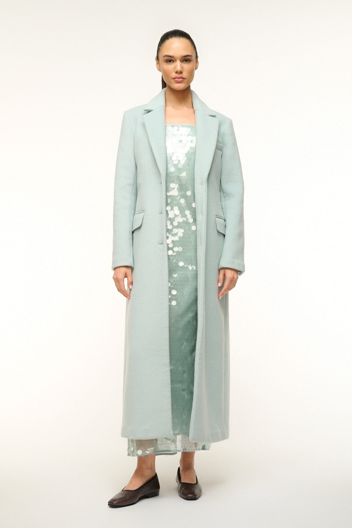 Satin Trench Coat in Midnight | Galvan London UK