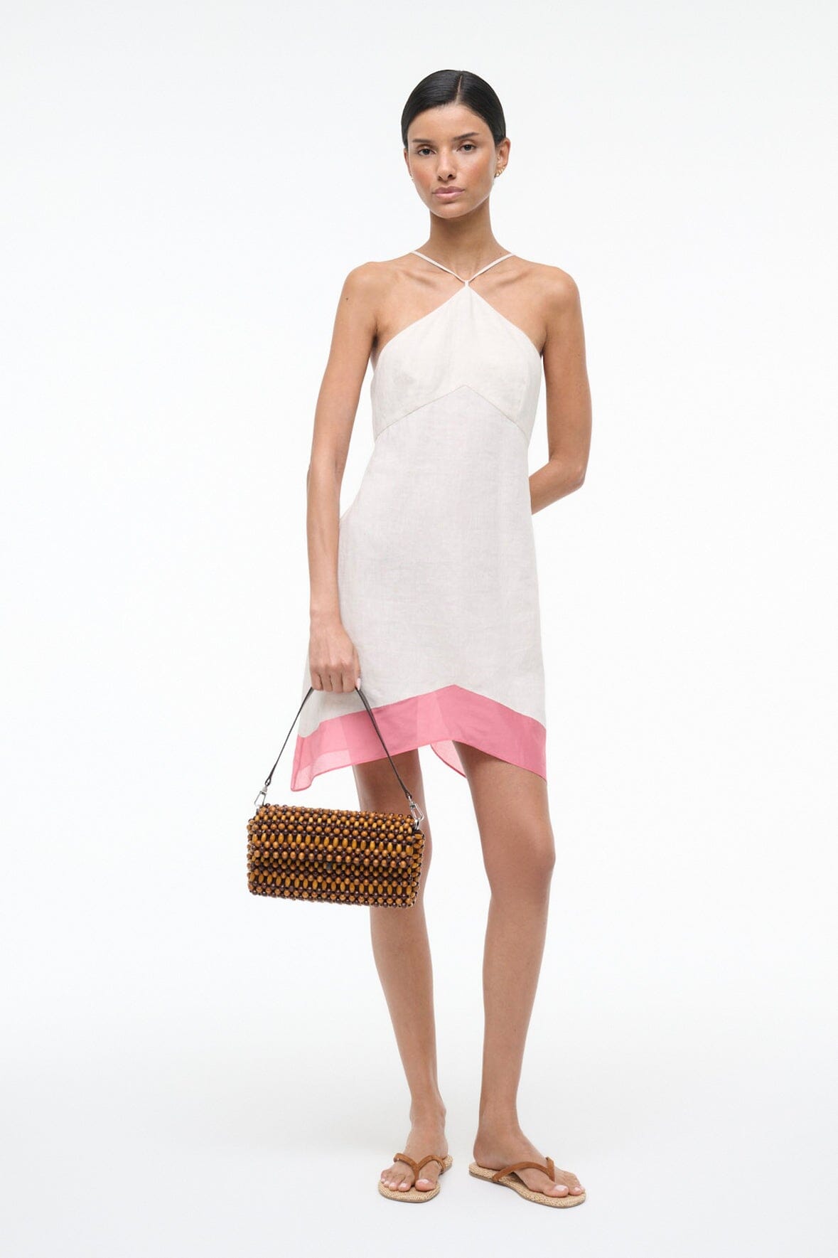 STAUD, Oro Linen Dress in Blush Canyon, Size 8