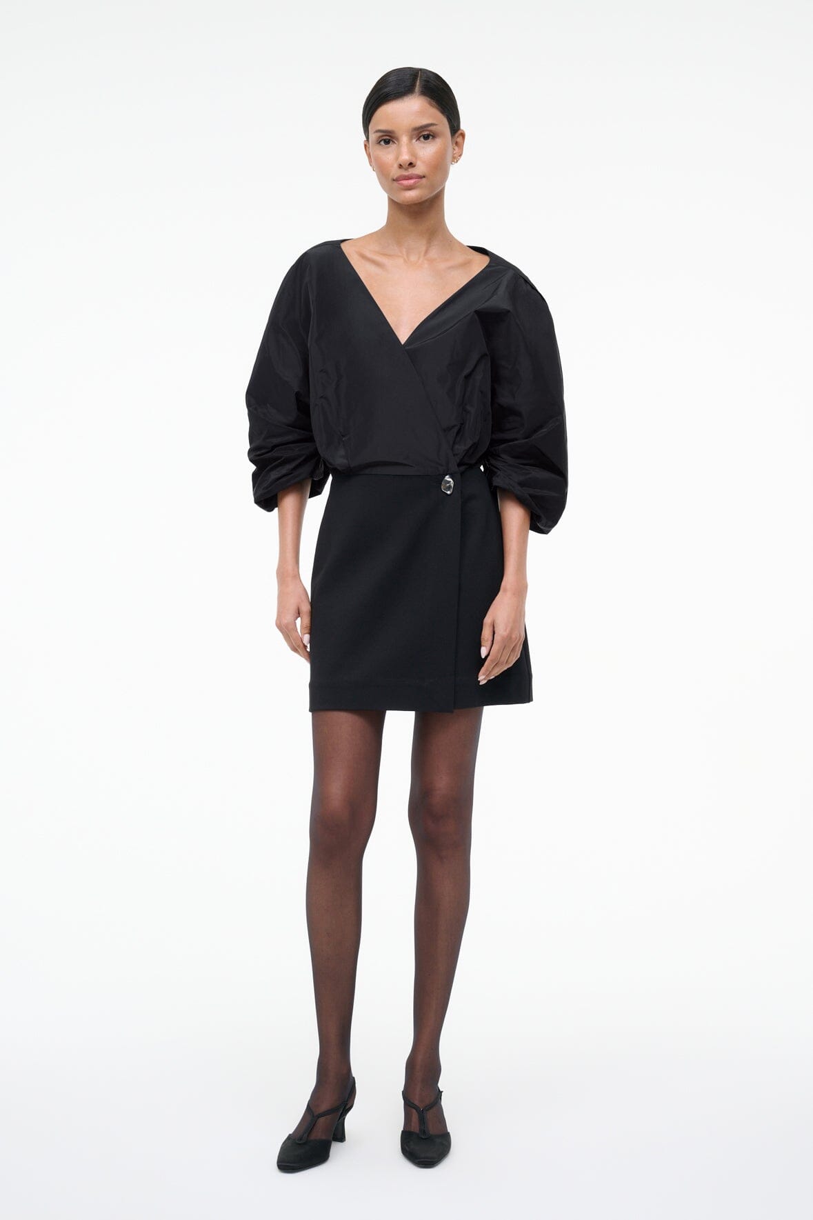 staud black mini dress ORION Size:Size 16 everyday Ruching at waist and Vintage Y2K Pink Open