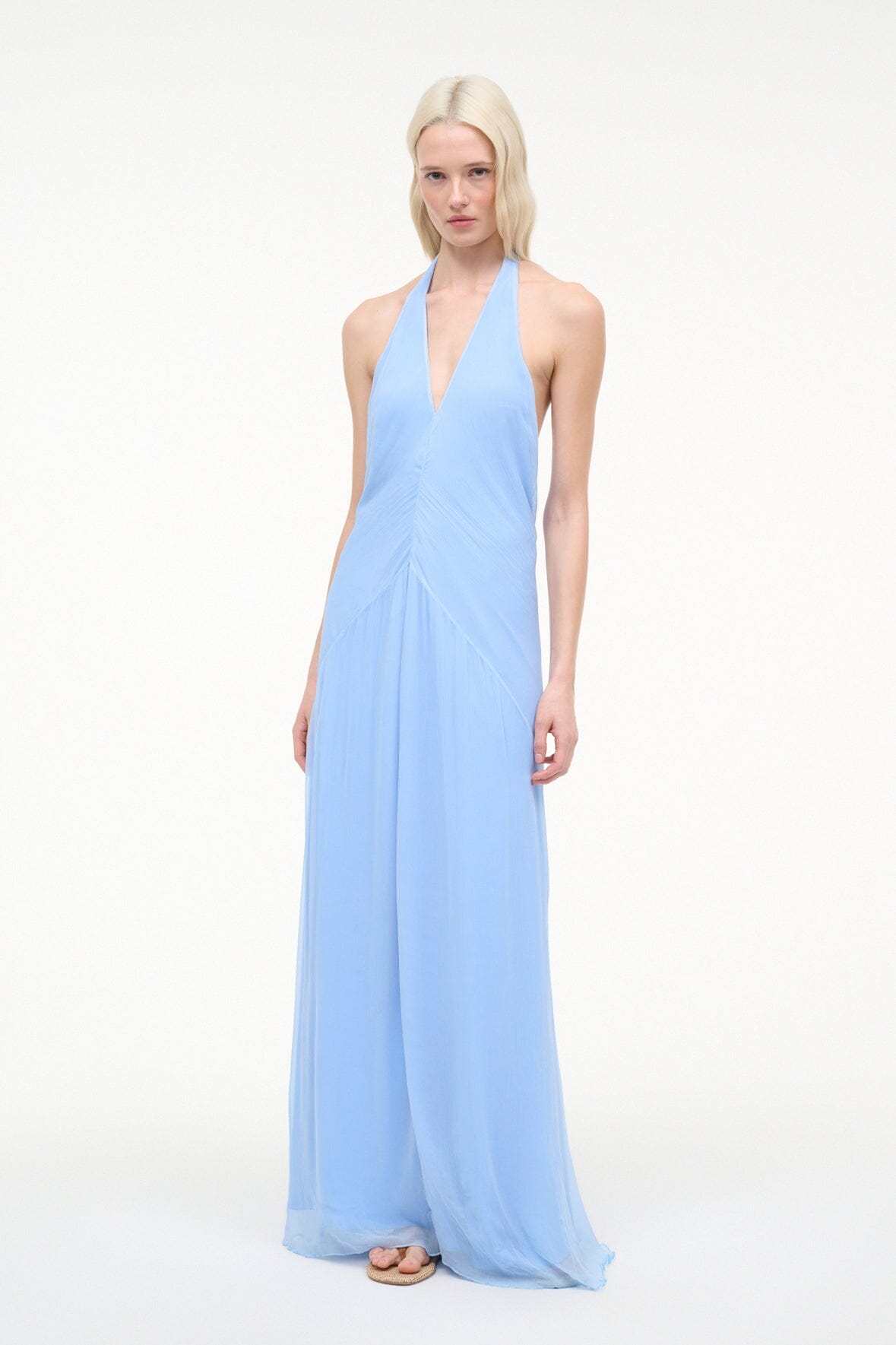 staud light blue dress STAUD Wells Dress Blue Toile 8