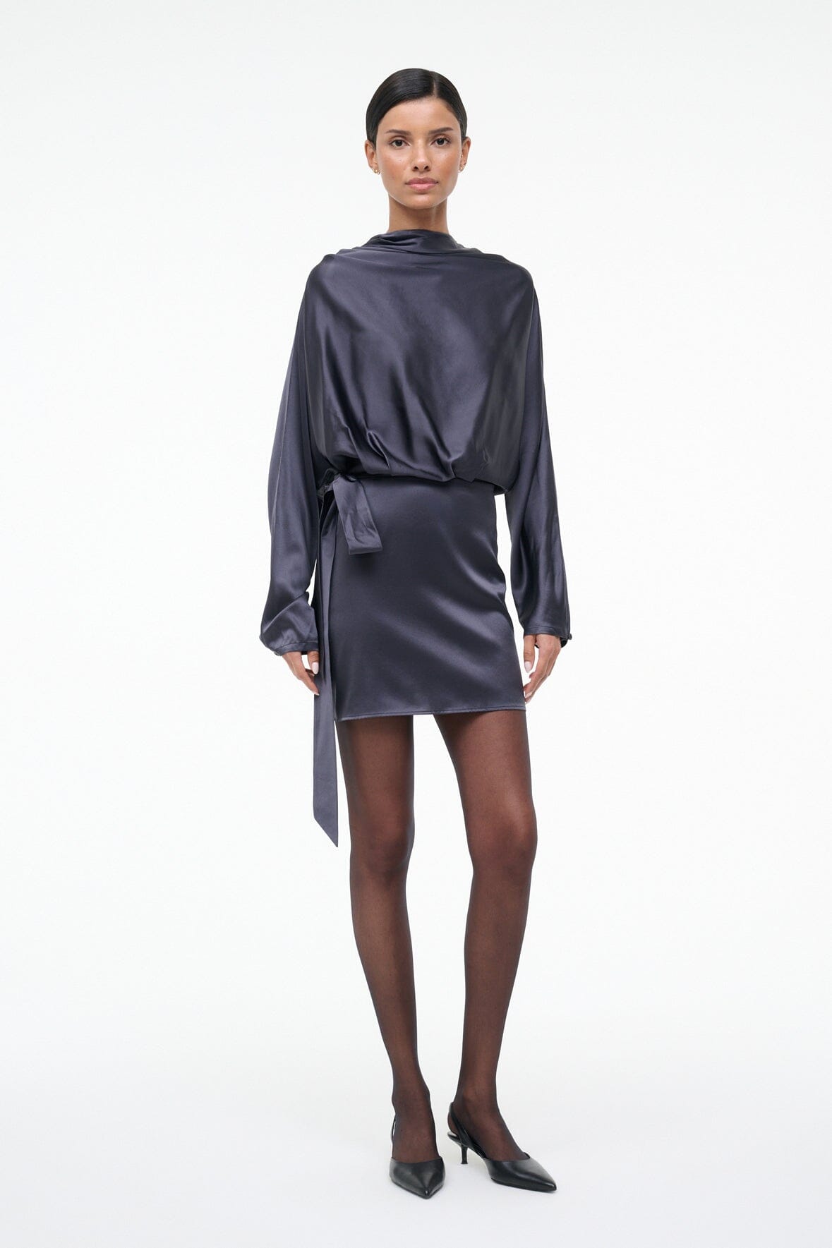 silk mini dress STAUD, Phoebe Silk Mini Dress in Nocturne, Size 16