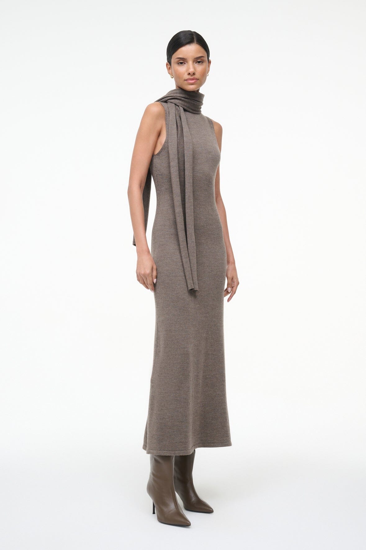 STAUD CANAL MIDI DRESS TRUFFLE