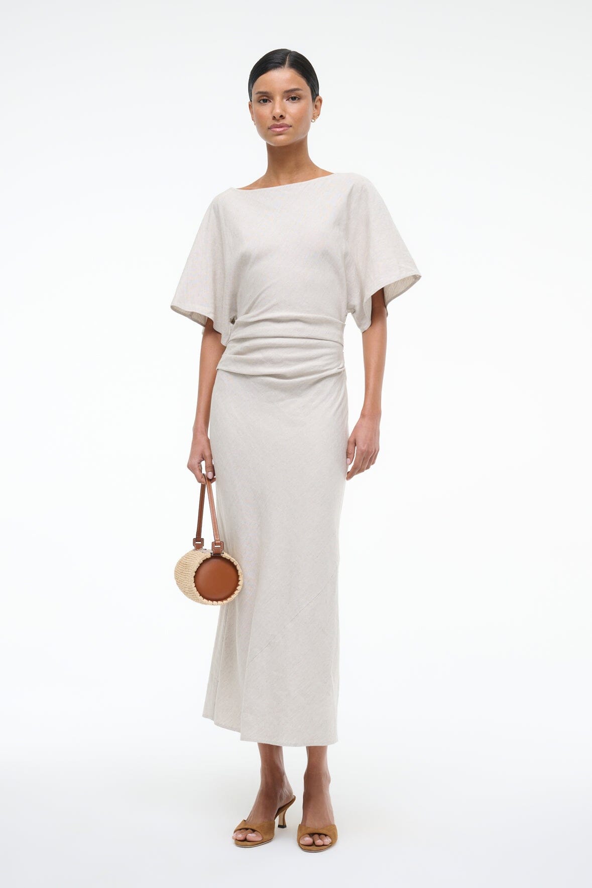 STAUD, Amelie Linen Dress in Natural, Size Small STAUD, Amelie Linen Dress in Natural, Size Small