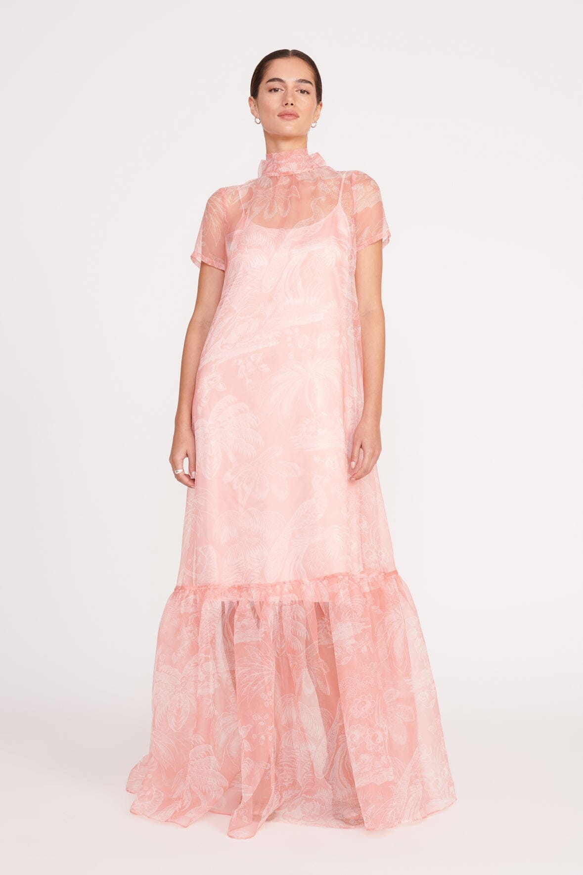 Organza Ruffle Dress in Black Blossom