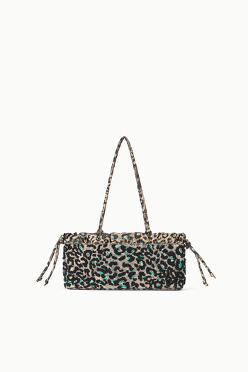 Elodie shoulder bag in leopard print fabric with fabric shoulder straps