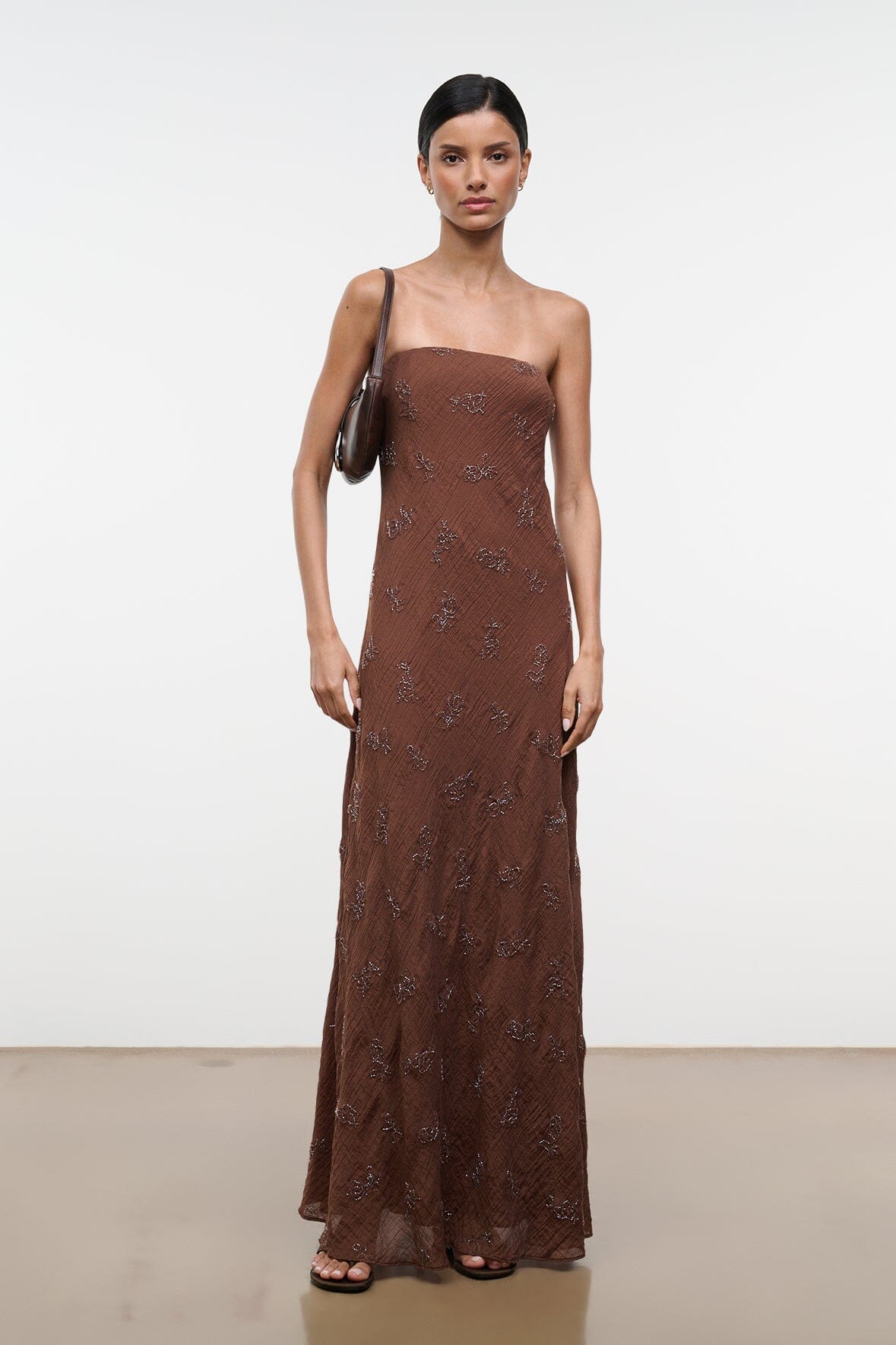 cassie brown dress STAUD, in Cedar, Size 0 A Line Satin Wedding Standout Features Elegant gathered Size:S/10 print:Small Floral