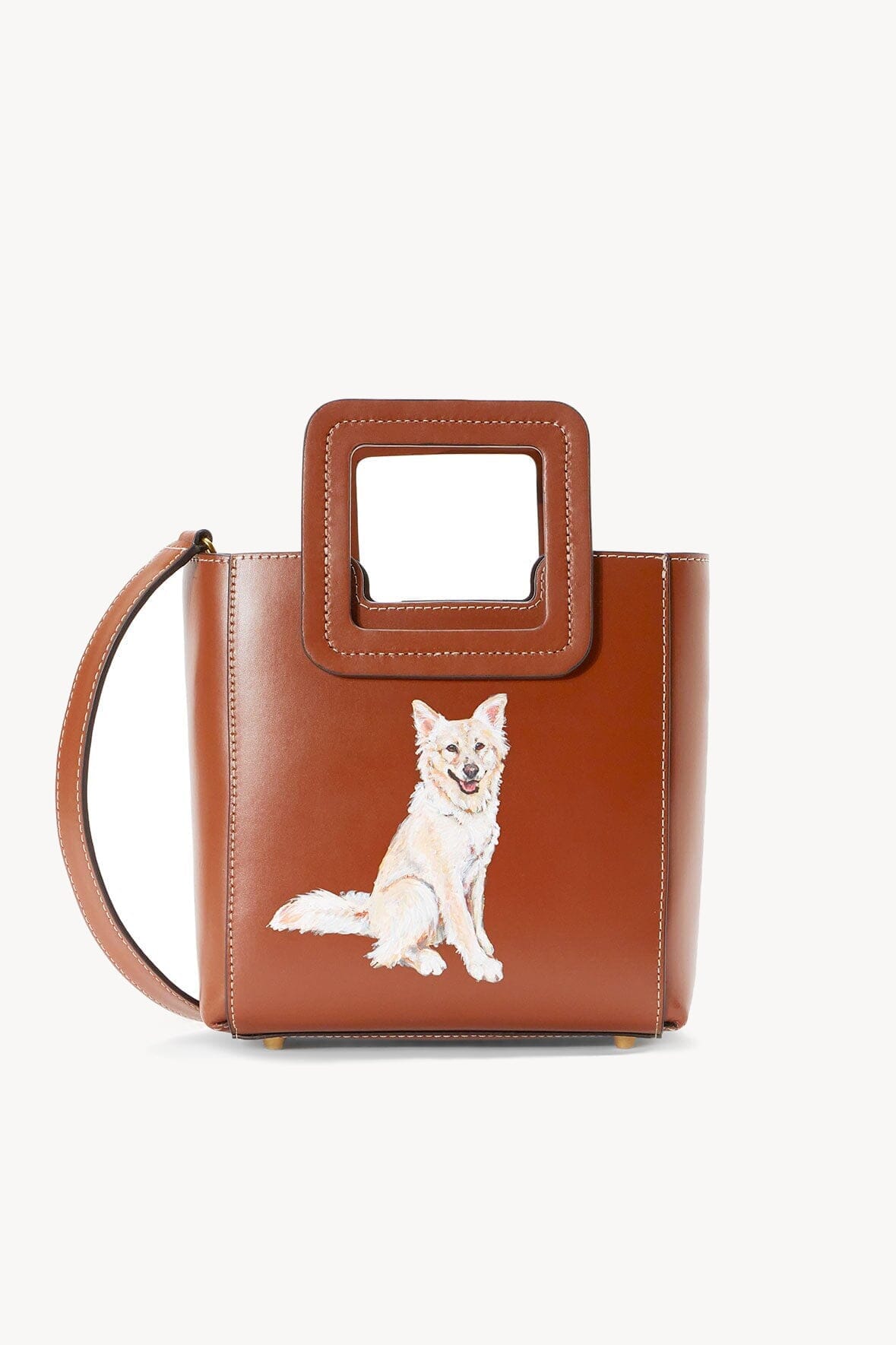 Staud Mini Shirley Leather Bag | Cognac