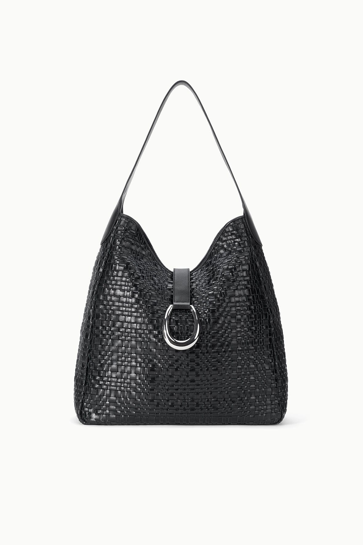 STAUD MAYA HOBO BAG BLACK WOVEN