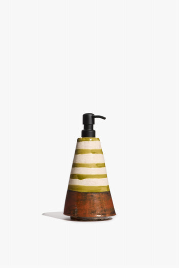 STRIPED SOAP DISPENSER | GREEN STRIPE GLAZE GREEN STRIPE GLAZE