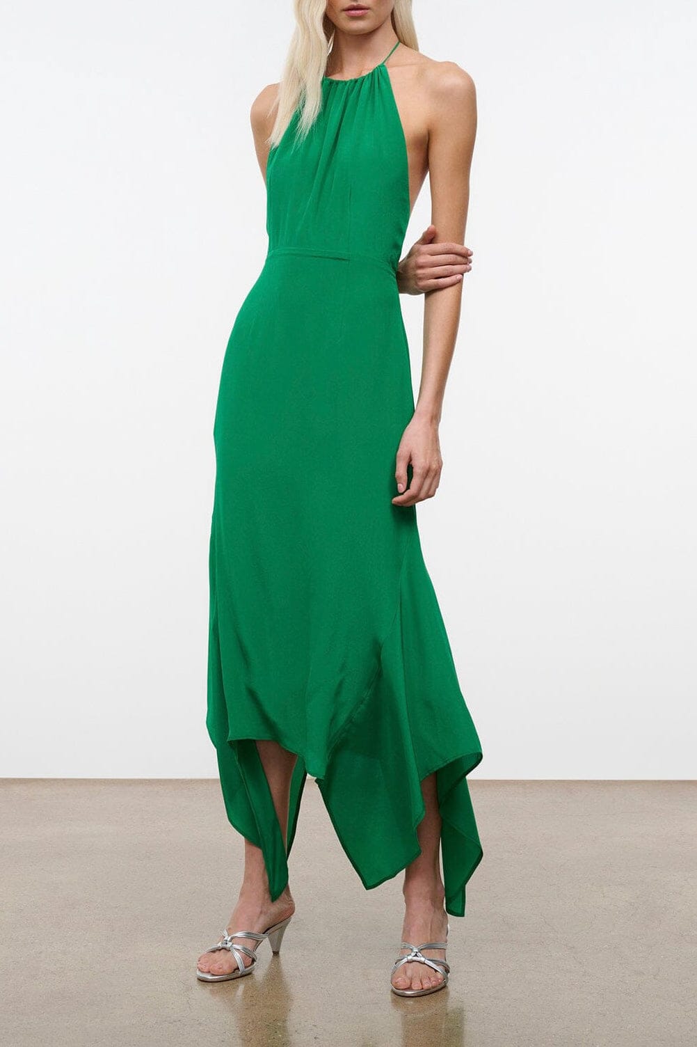 STAUD BIANCA SILK DRESS KELLY
