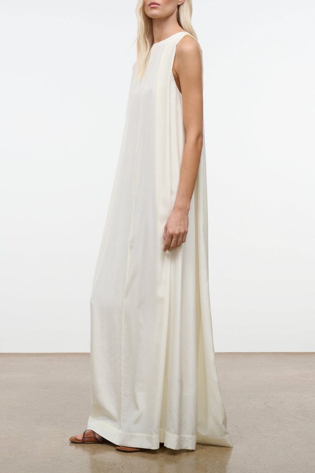 STAUD DALIA SILK DRESS IVORY