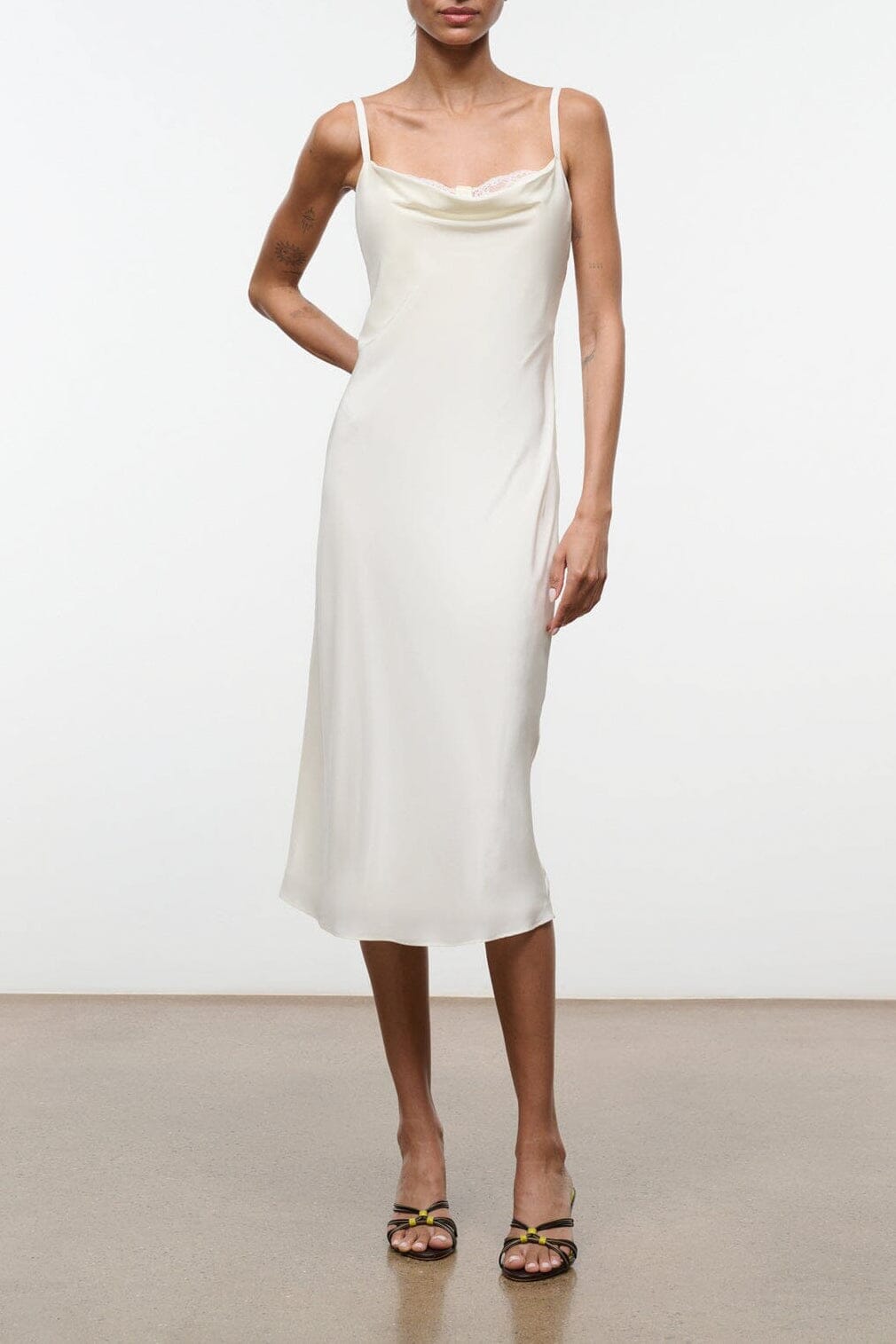 phare silk dress ivory STAUD, Evangeline in Ivory, Size 8 Slip dress
