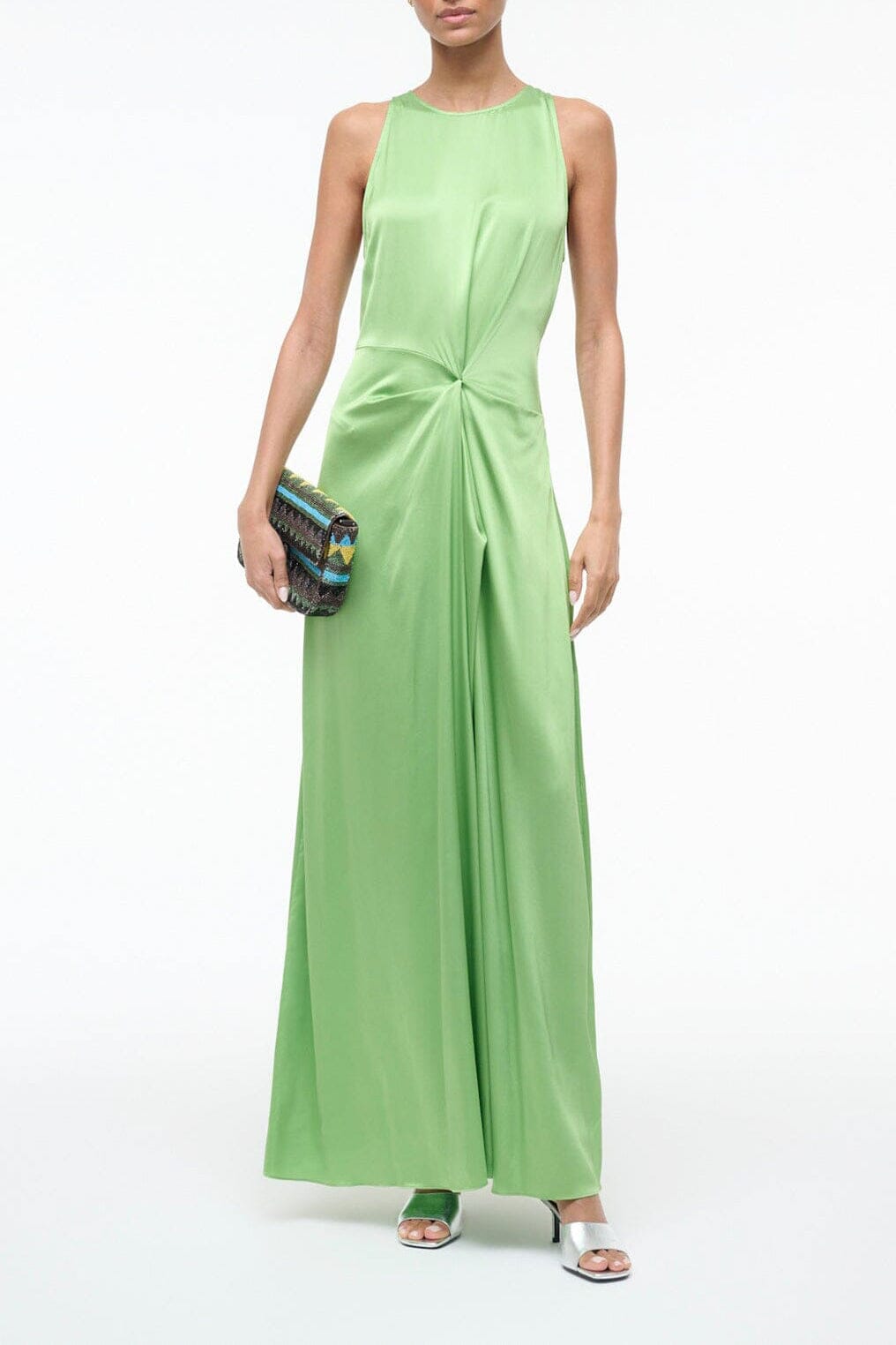 STAUD, Jaelyn Silk Dress in Sprout, Size 14