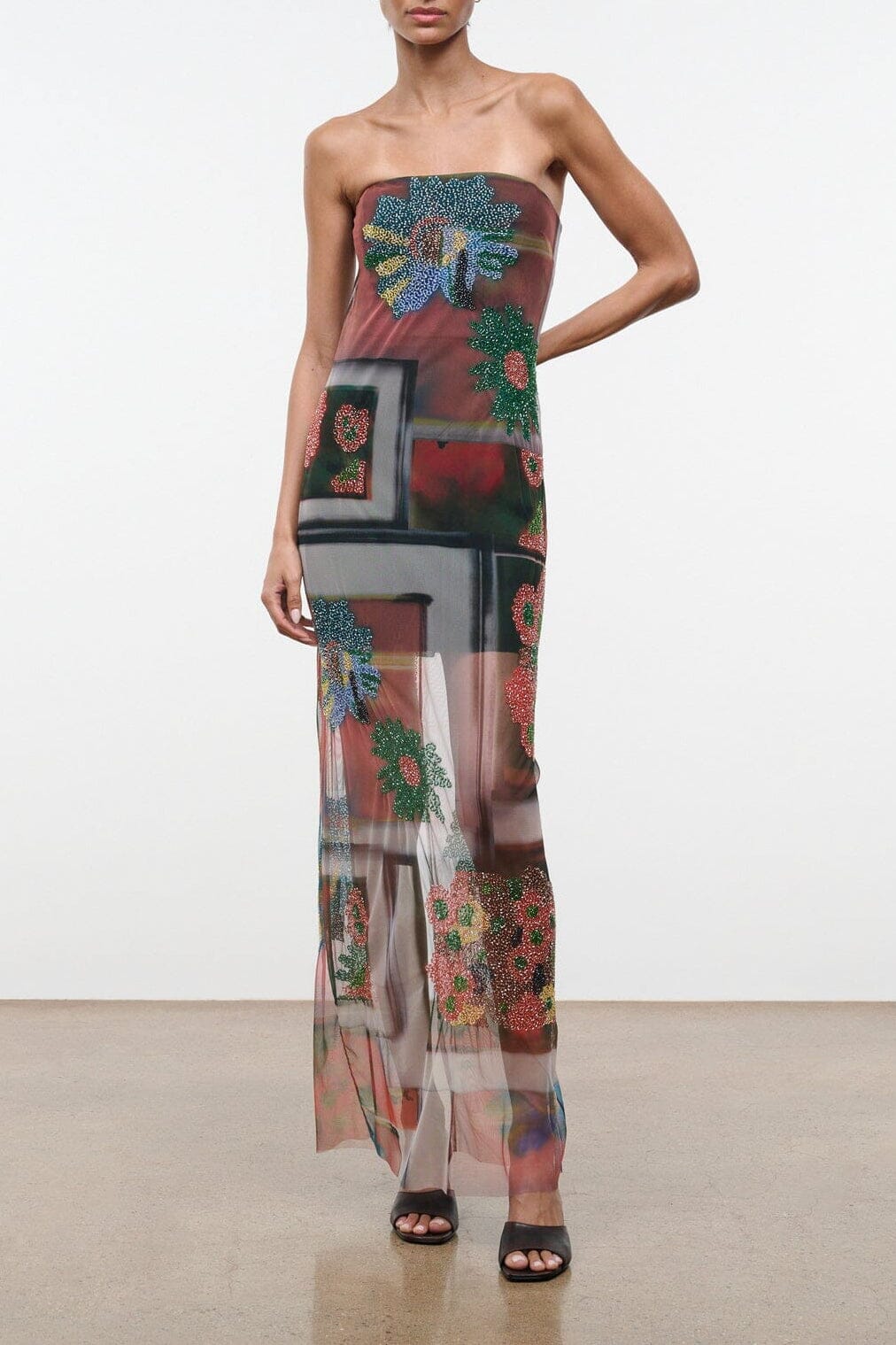 beaded dress staud STAUD, Liliana in Superbloom Scarf, Size Small The Roselle is fitted