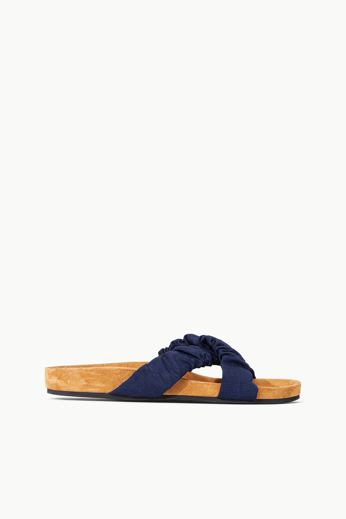Blue suede slides top