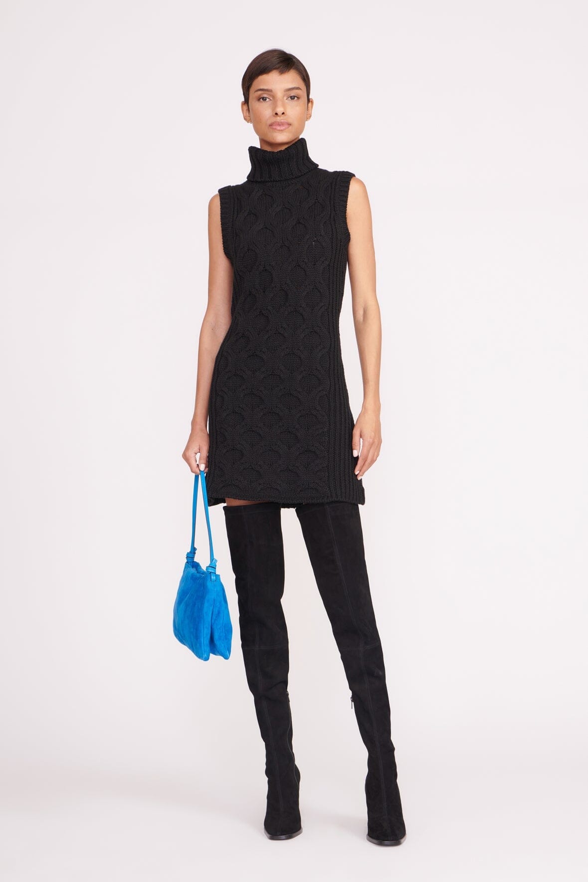 Shop Staud Aldrin Cable-Knit Layered Sweater Dress