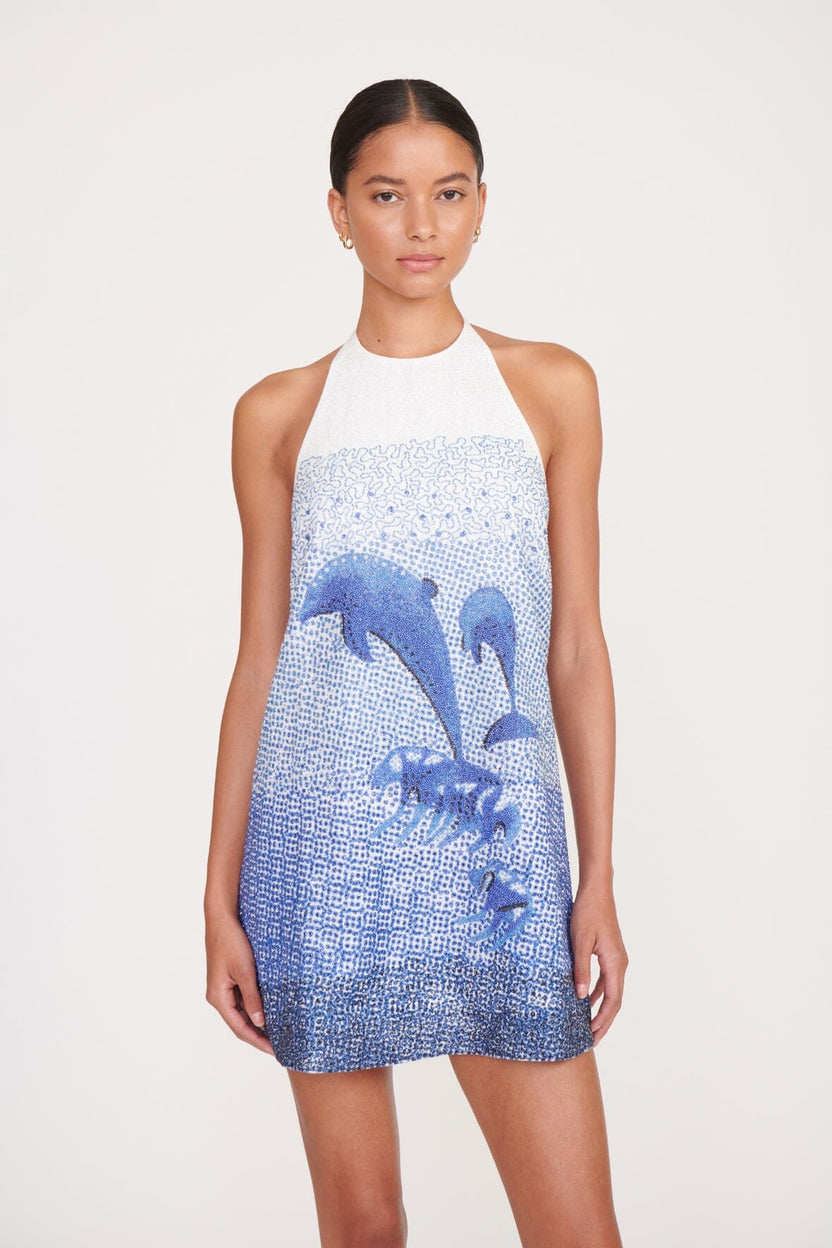 STAUD MAREN DRESS SWIMMING DOLPHINS